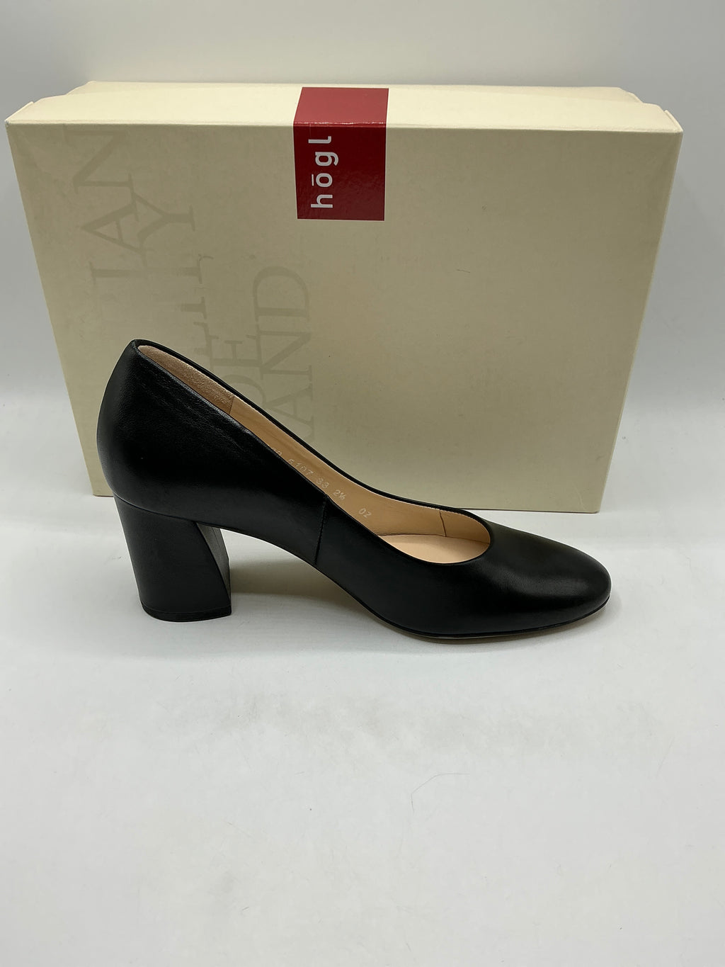 Hogl black leather block heel shoes size 2.5