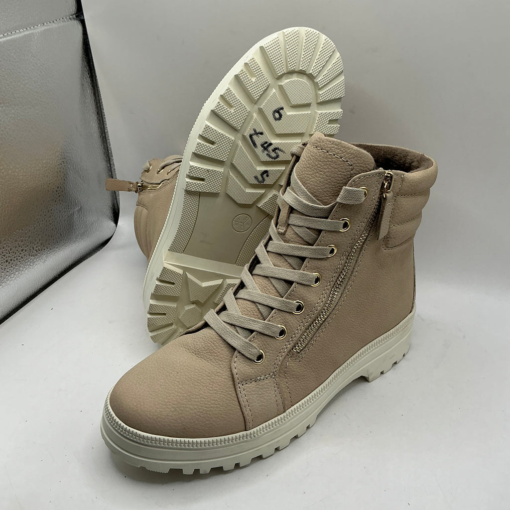 Tamaris Lace Up Ivory Ankle Bootie