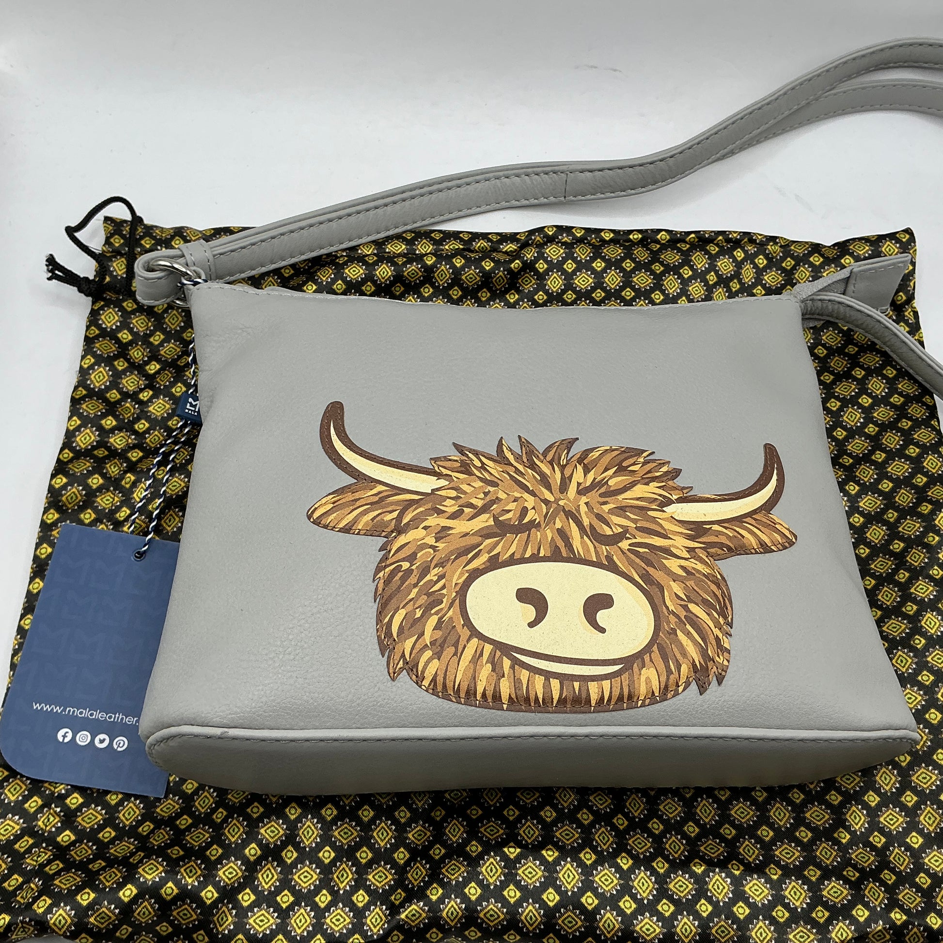 MALA LEATHER Bella collection grey crossbody handbag