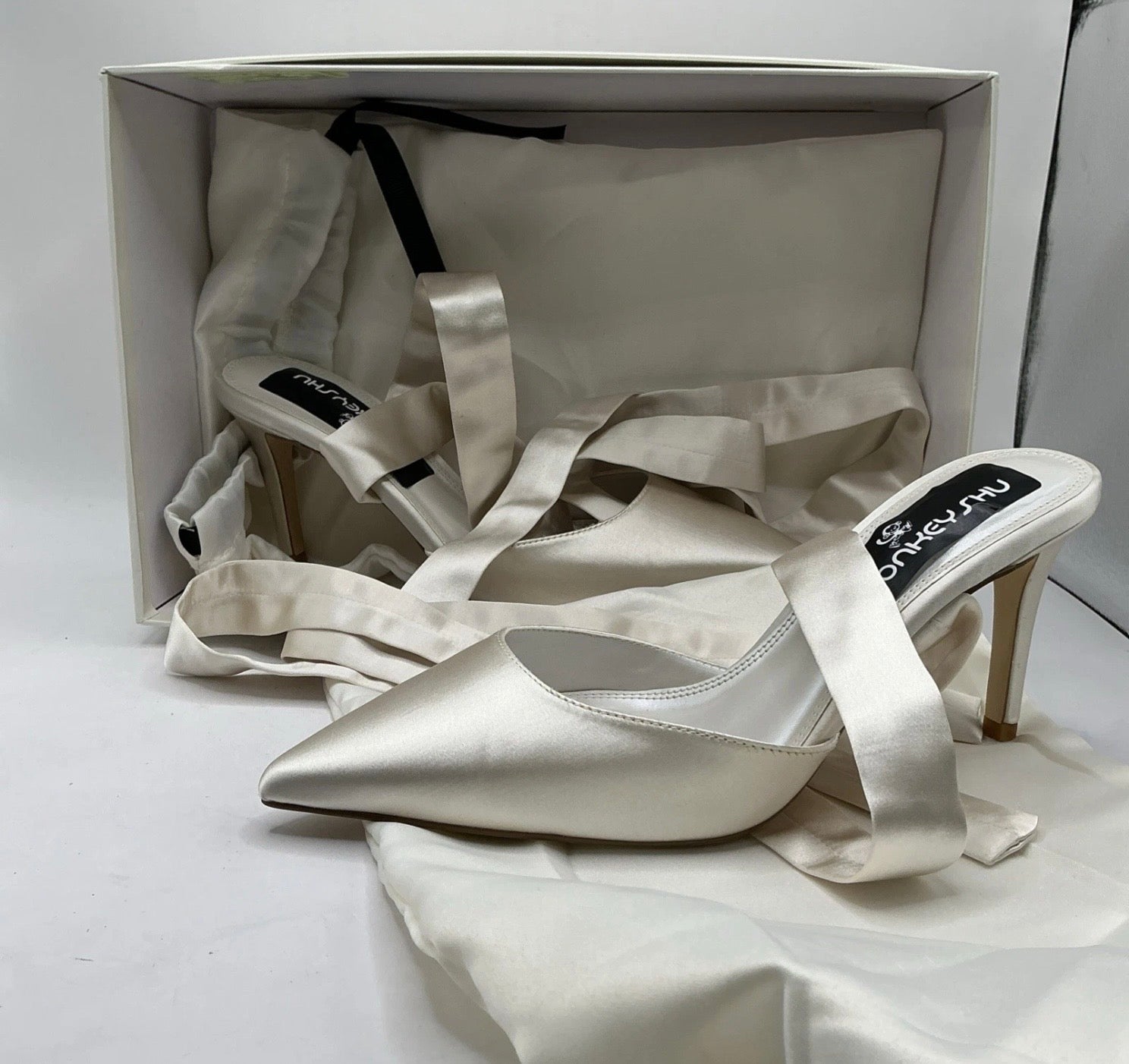 Ivory Satin Bridal Shoes With Ribbon Tie, Wedding, Bridesmaid