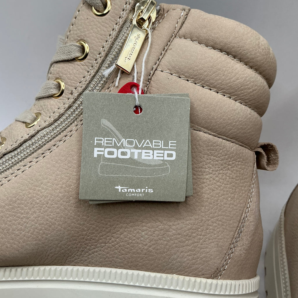 Tamaris Lace Up Ivory Ankle Bootie