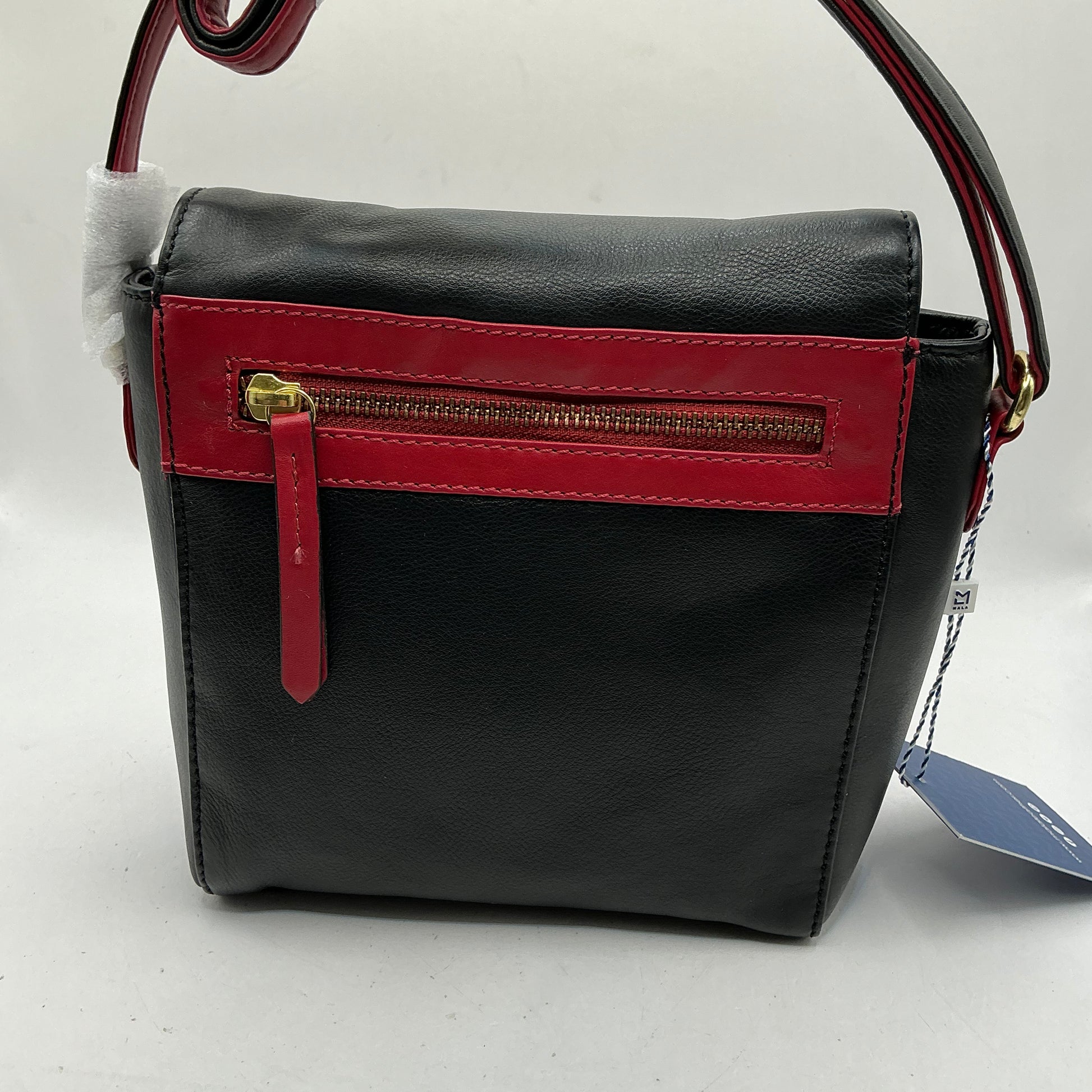 MALA LEATHER black and red leather shoulder/crossbody handbag