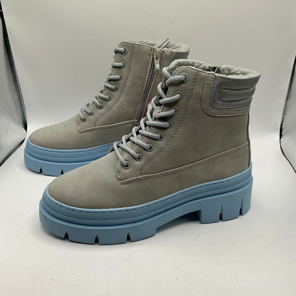S.OLIVER grey and blue chunky ankle boots