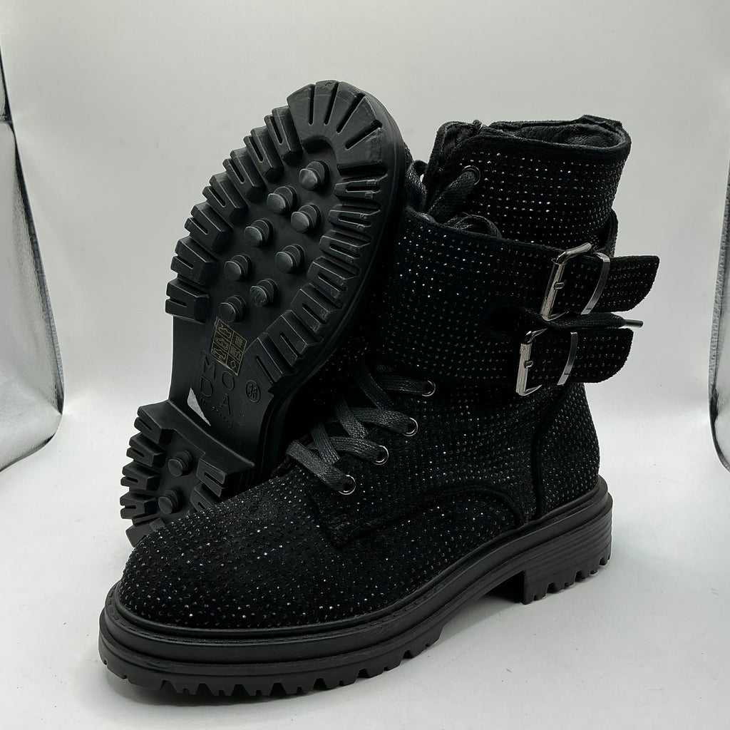 MODA IN PELLE Sparkly ankle boots with zip and lace