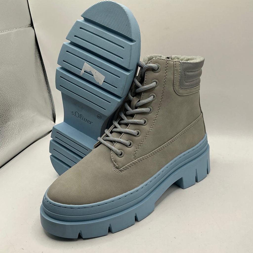 S.OLIVER grey and blue chunky ankle boots