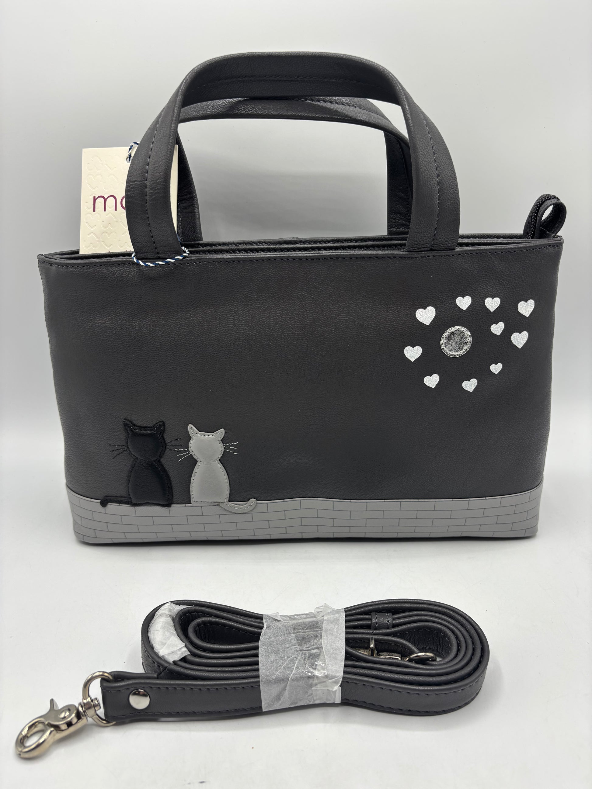 “Mala” midnight cats grab bag with adjustable strap