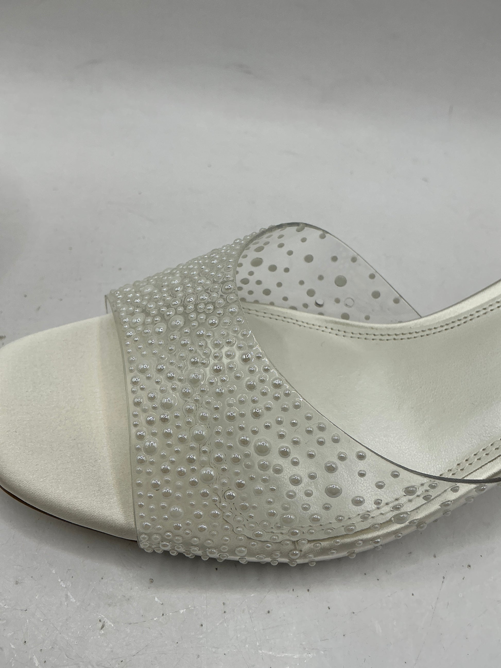 Ivory Satin bridal shoes with synthetic embellished top, wedding, bridesmaid