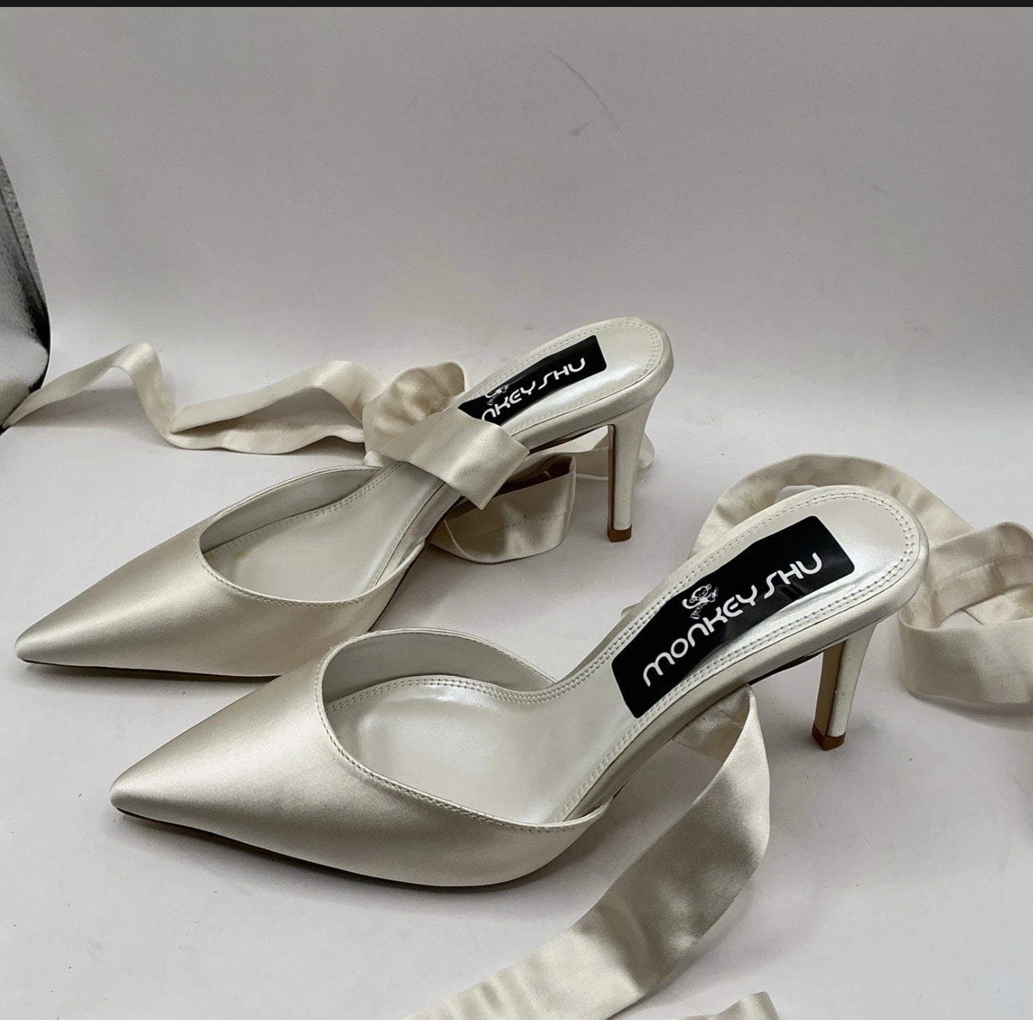 Ivory Satin Bridal Shoes With Ribbon Tie, Wedding, Bridesmaid