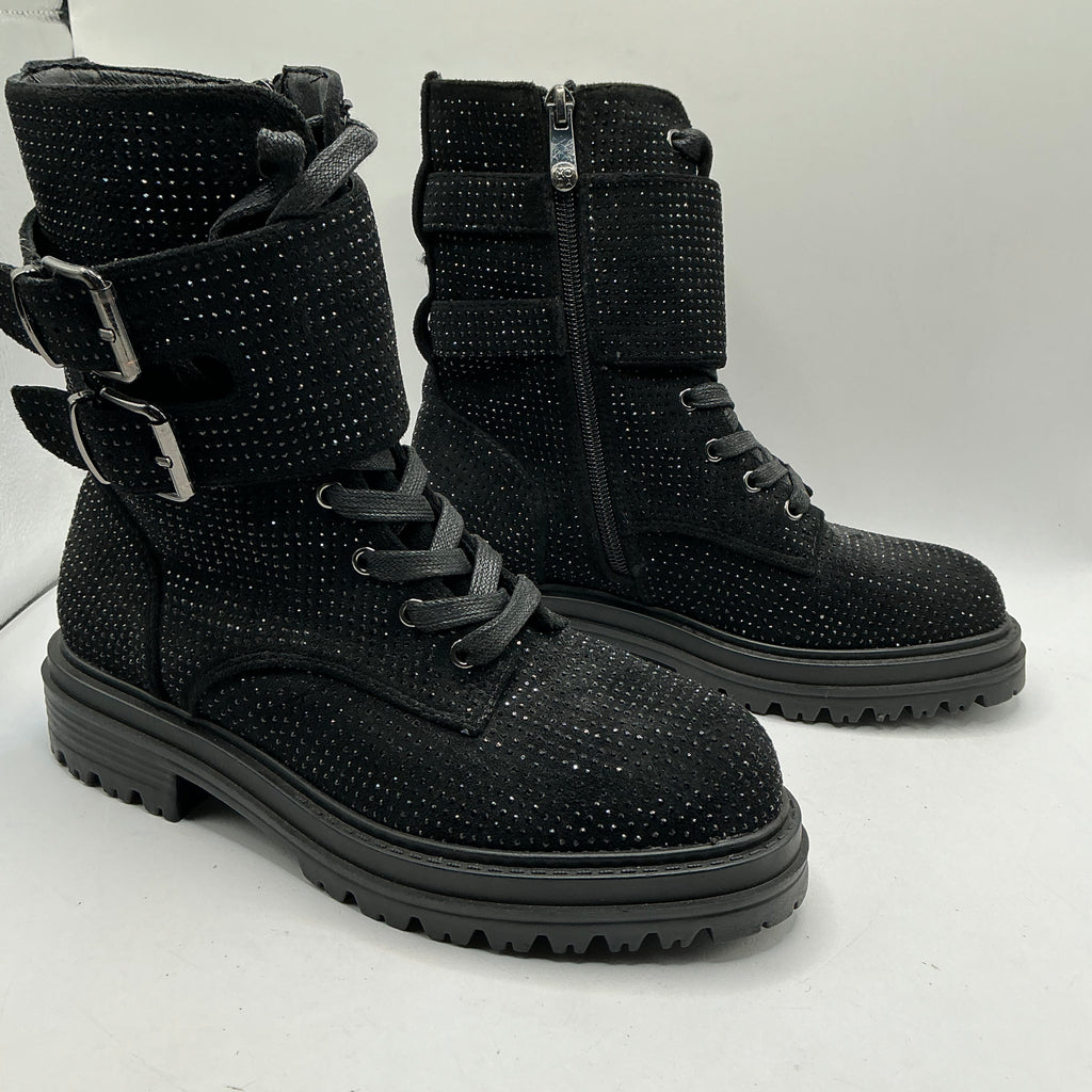 MODA IN PELLE Sparkly ankle boots with zip and lace