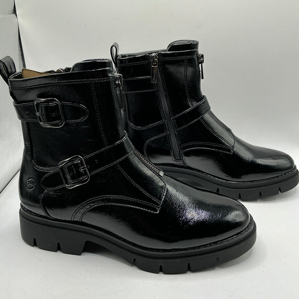 TAMARIS vegan patent ankle boots