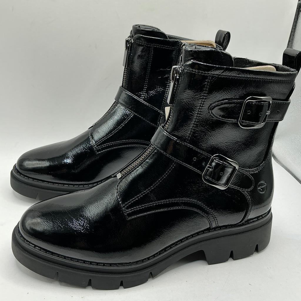 TAMARIS vegan patent ankle boots
