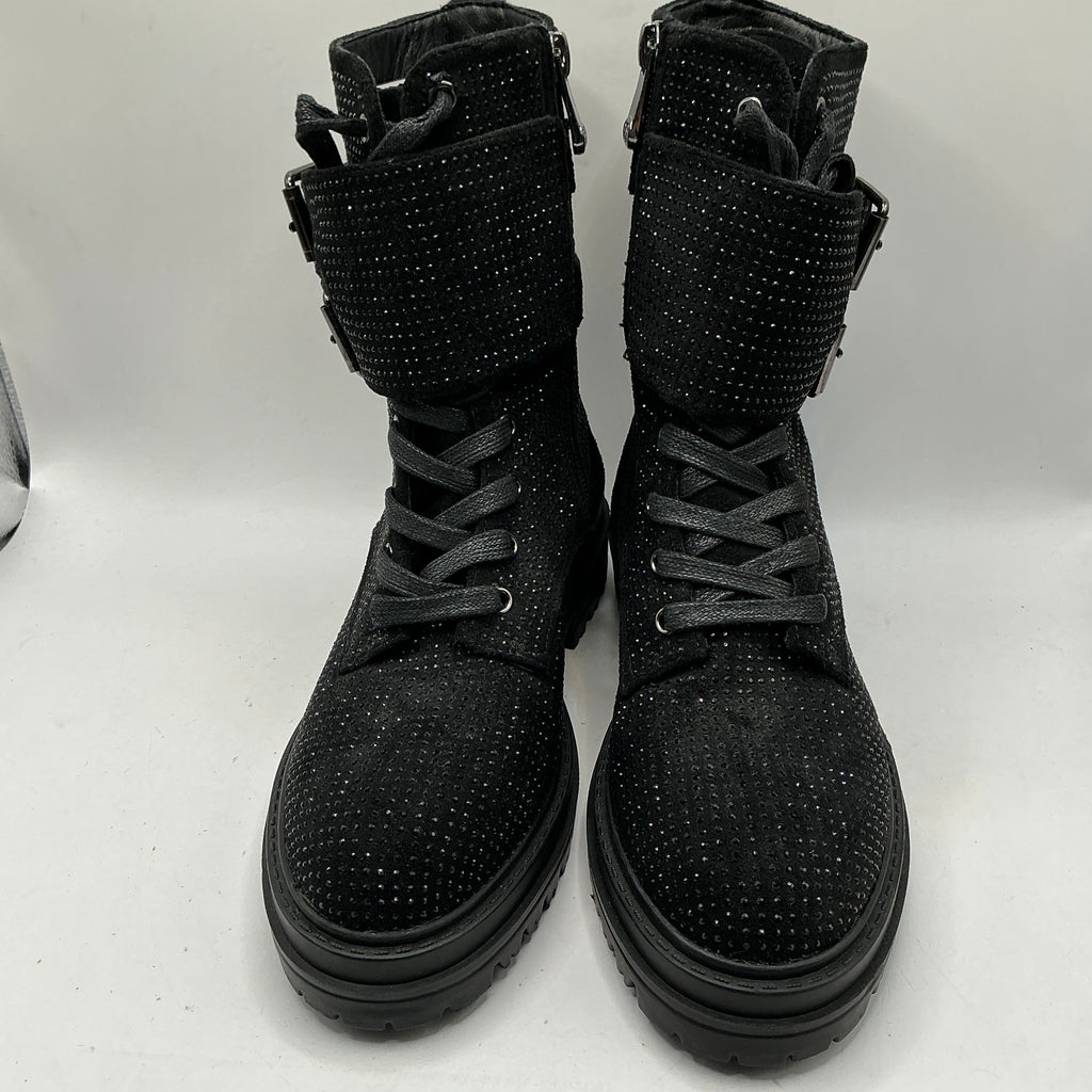 MODA IN PELLE Sparkly ankle boots with zip and lace