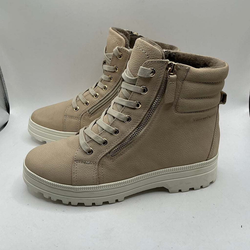 Tamaris Lace Up Ivory Ankle Bootie