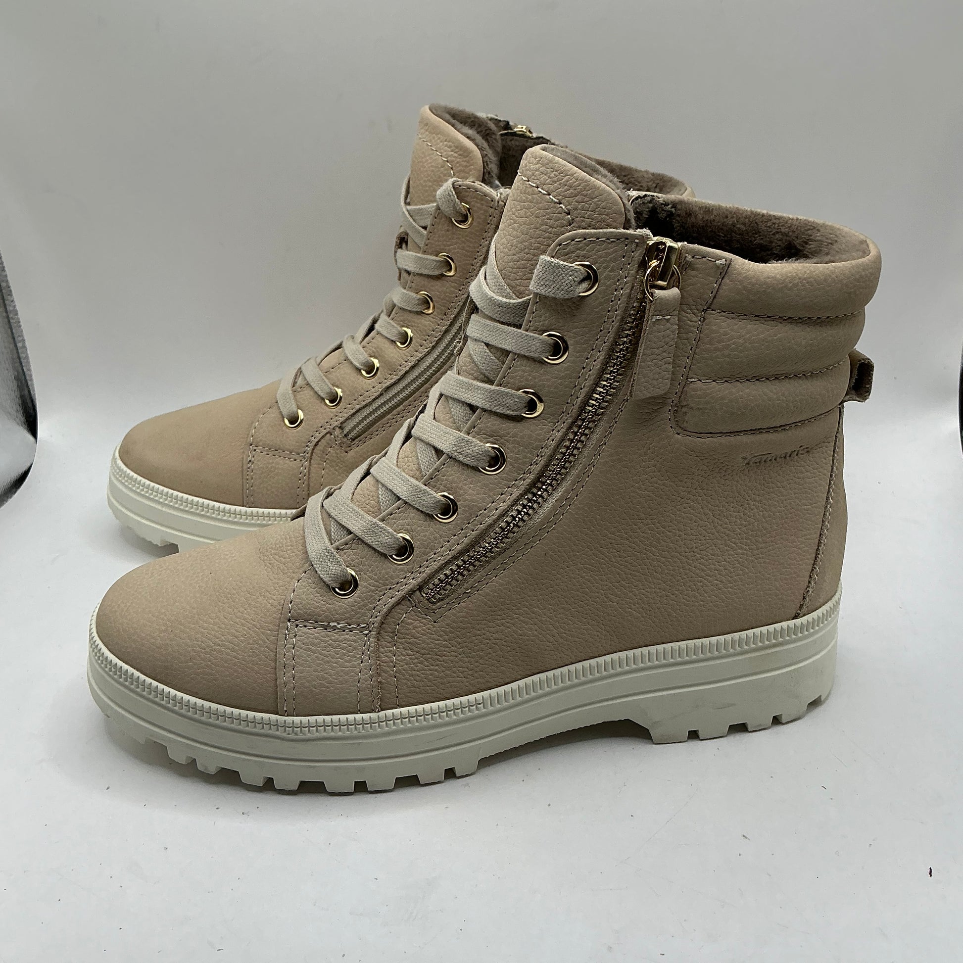 Tamaris Lace Up Ivory Ankle Bootie