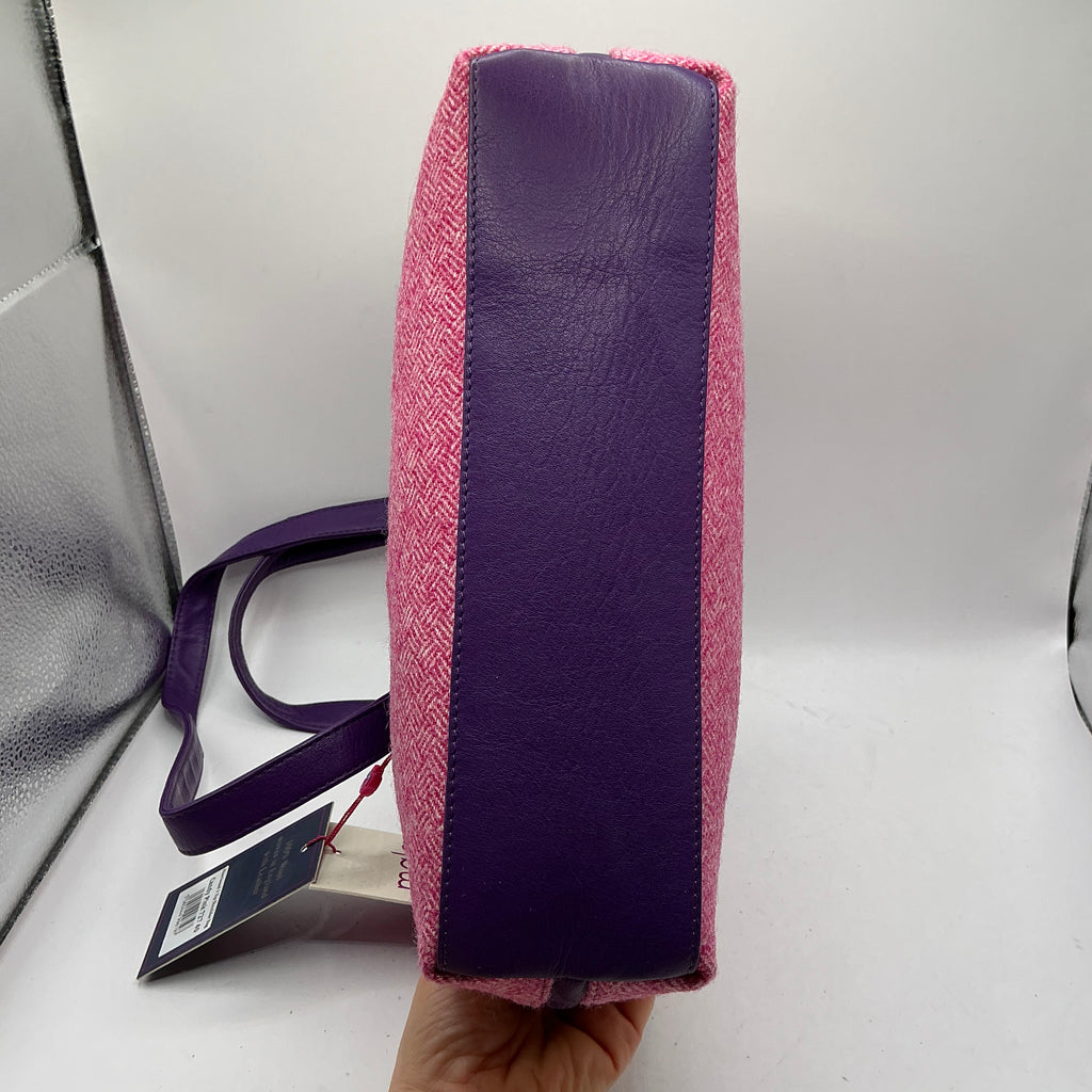 Albertweed by MALA LEATHER - English wool tweed and leather 3 zip shoulder bag