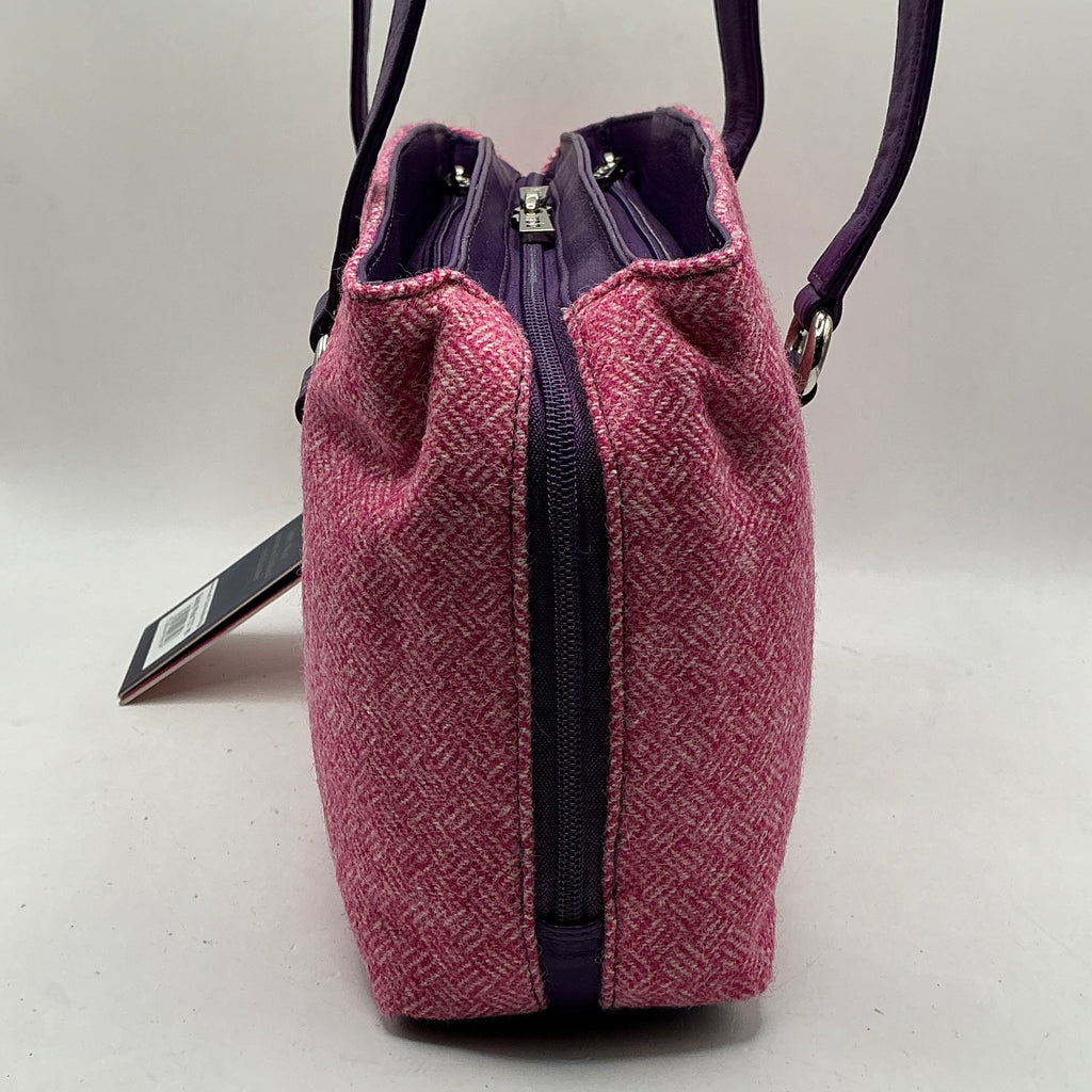 Albertweed by MALA LEATHER - English wool tweed and leather 3 zip shoulder bag