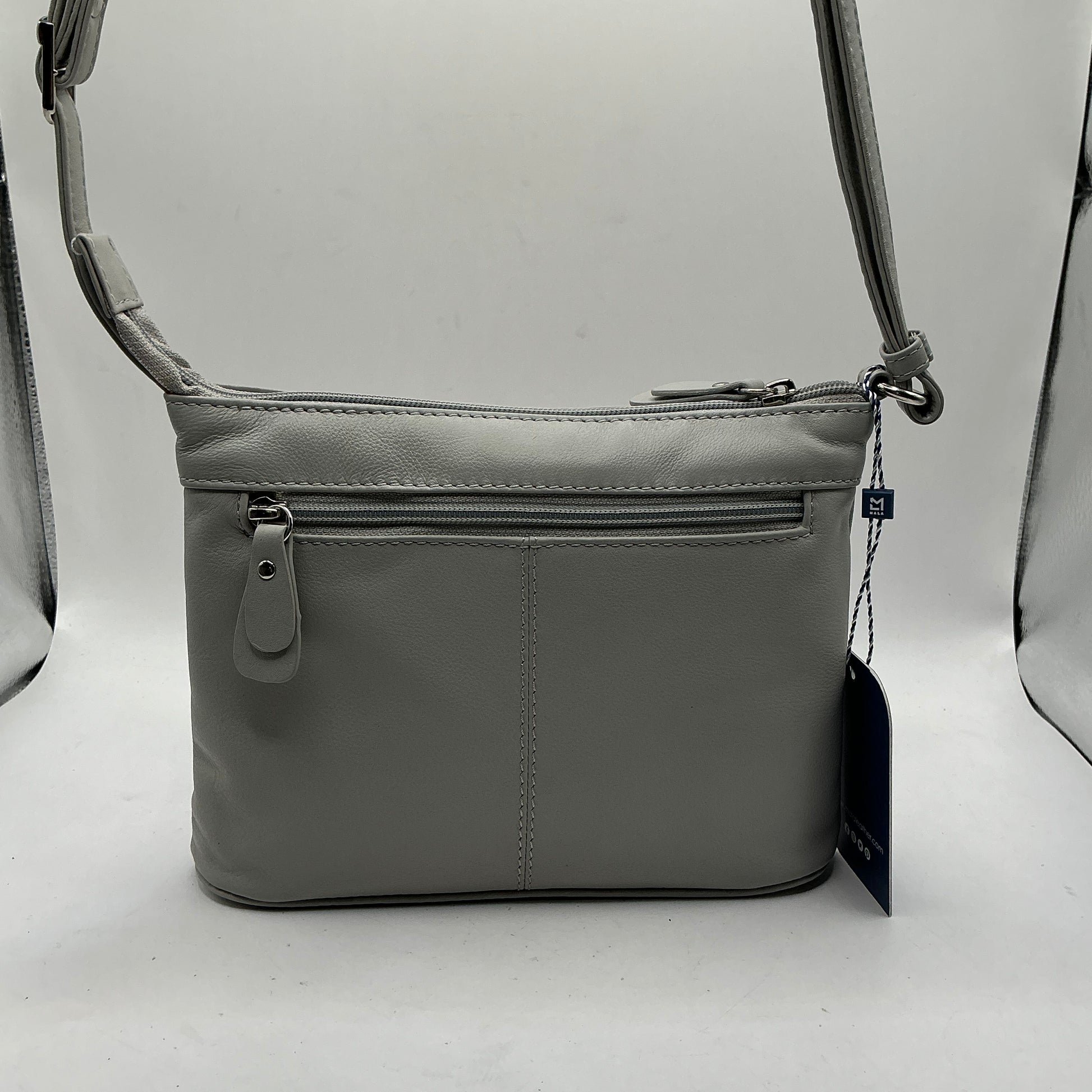 MALA LEATHER Bella collection grey crossbody handbag