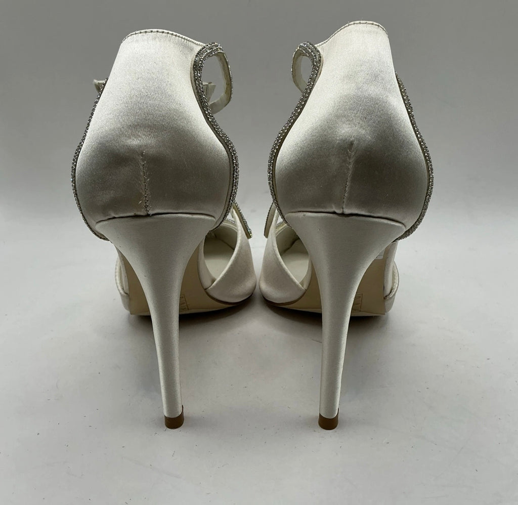 Ivory Satin Bridal Shoes With Crystal Trim, Wedding, Bridesmaid