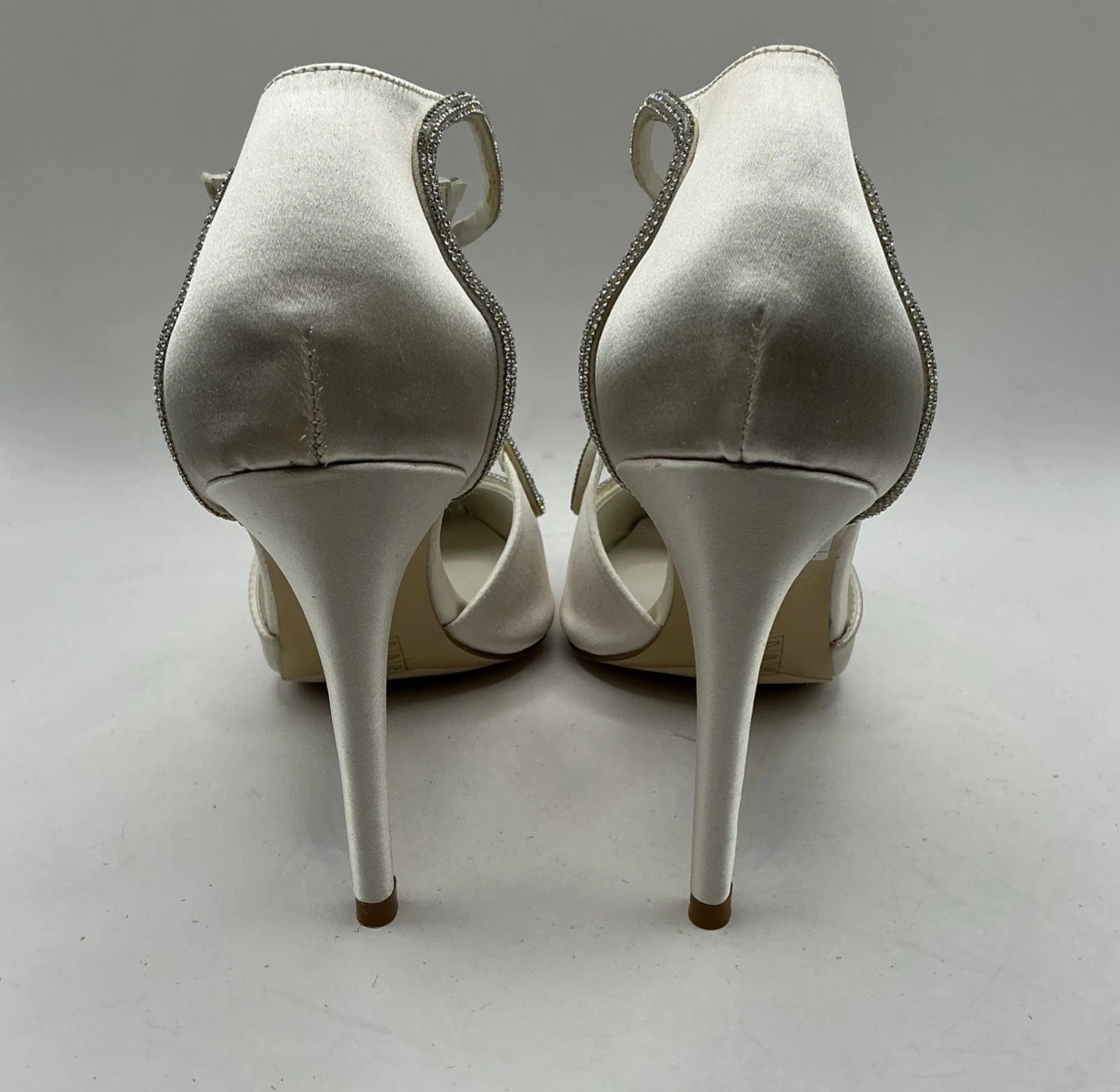Ivory Satin Bridal Shoes With Crystal Trim, Wedding, Bridesmaid