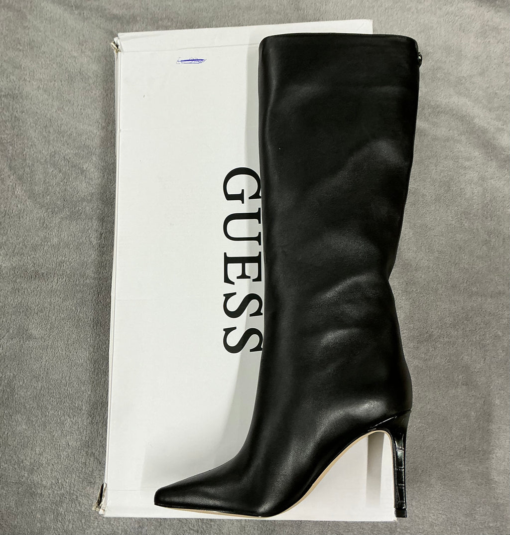Guess black leather knee boots