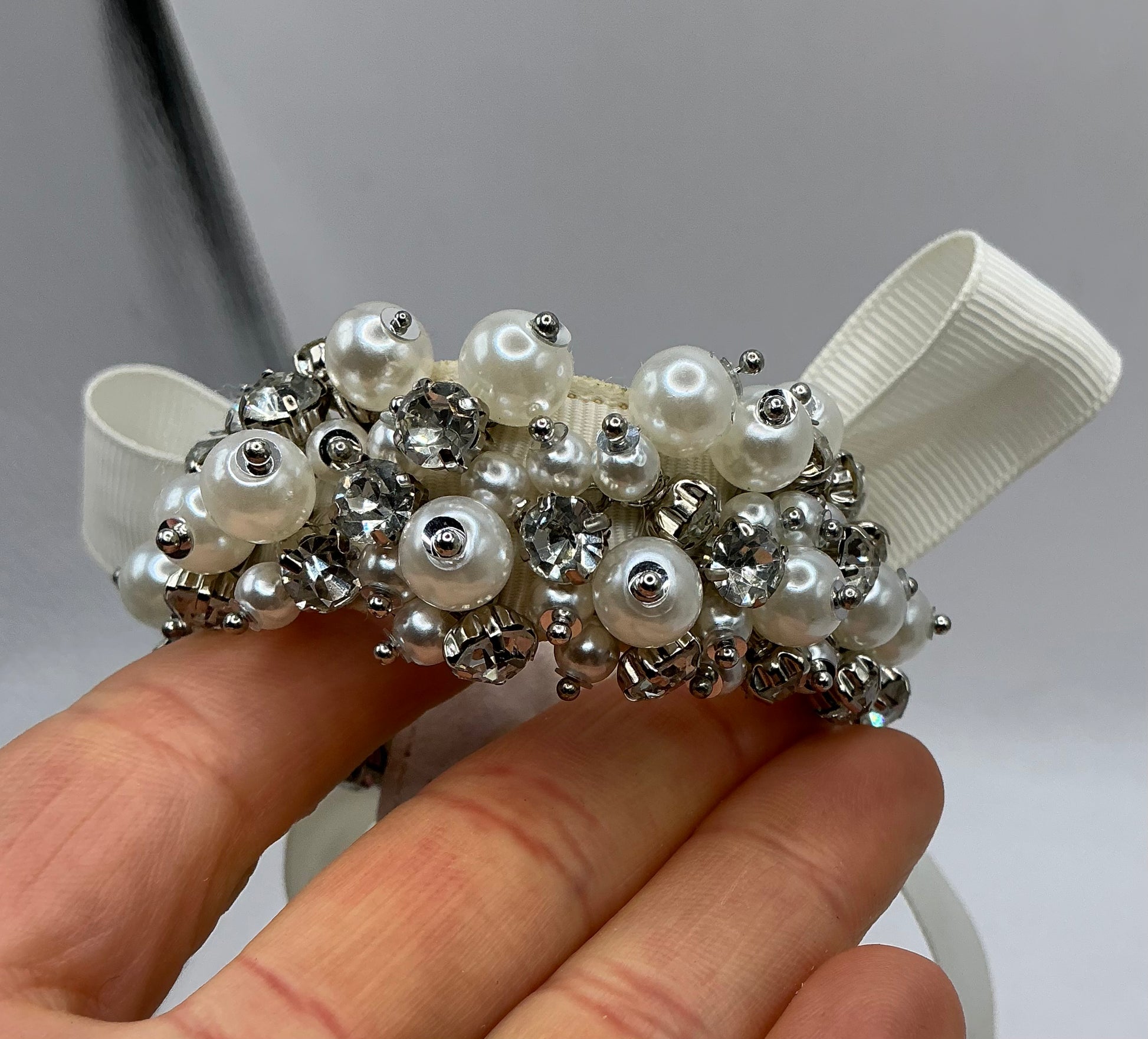 Ivory Satin Bridal Shoes with Embellished Ankle Tie, Wedding