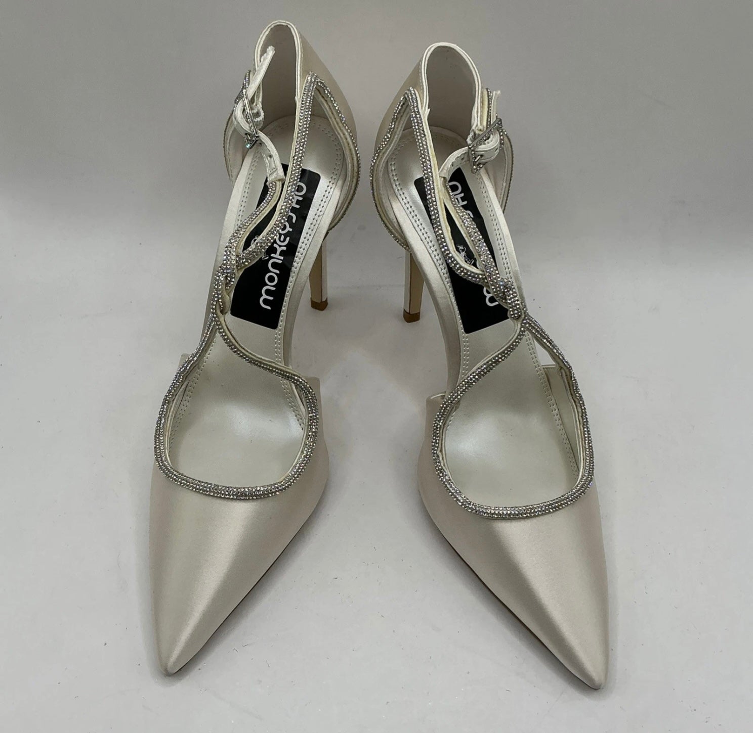 Ivory Satin Bridal Shoes With Crystal Trim, Wedding, Bridesmaid