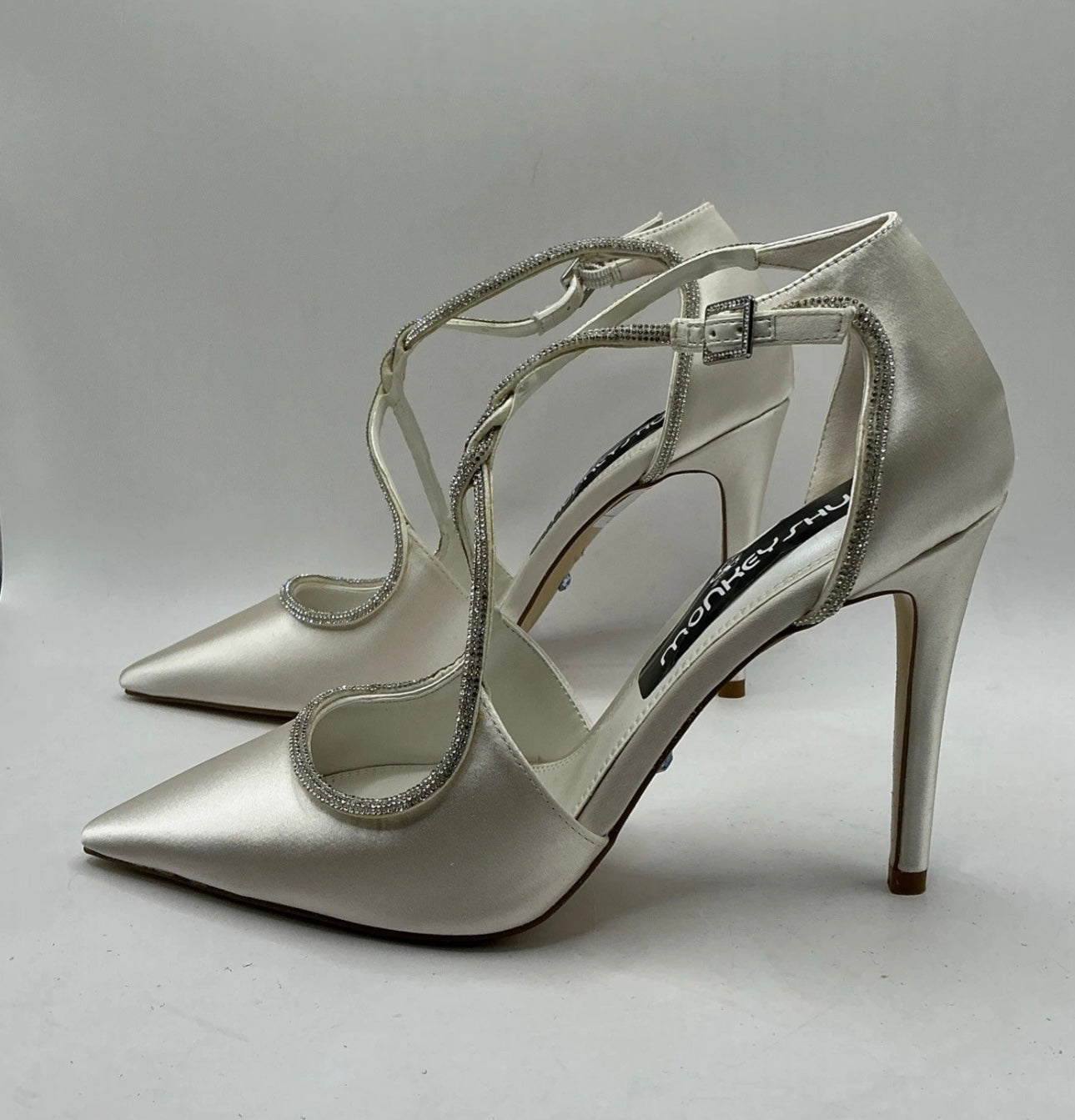 Ivory Satin Bridal Shoes With Crystal Trim, Wedding, Bridesmaid
