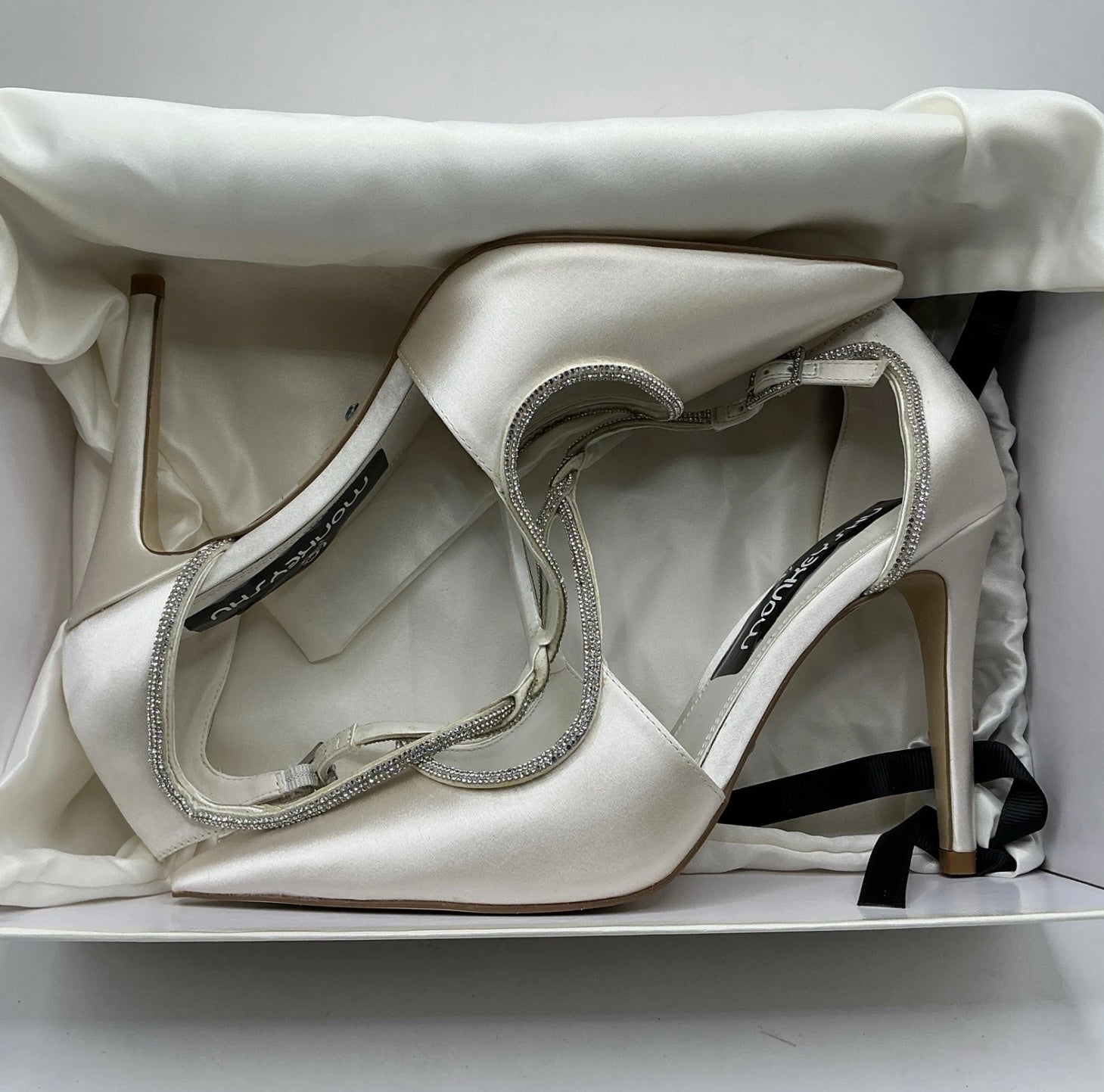 Ivory Satin Bridal Shoes With Crystal Trim, Wedding, Bridesmaid