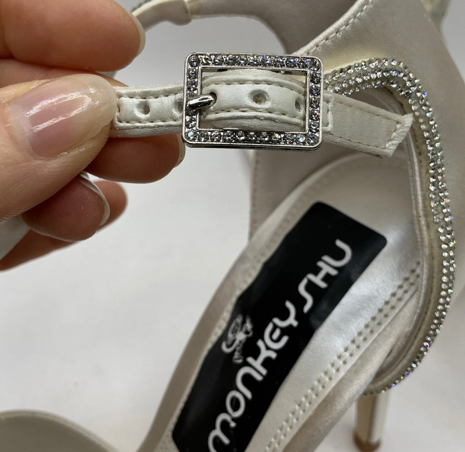 Ivory Satin Bridal Shoes With Crystal Trim, Wedding, Bridesmaid