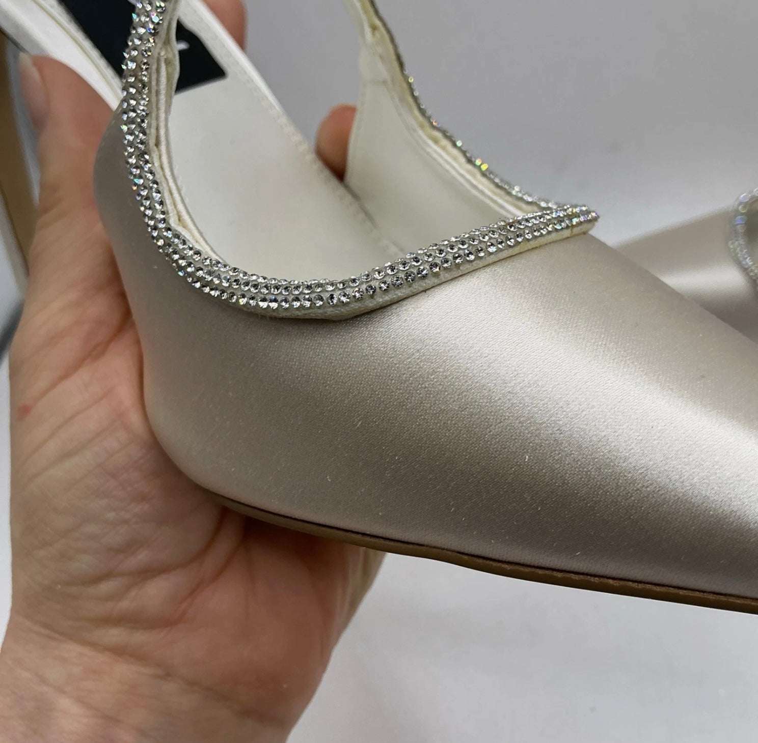 Ivory Satin Bridal Shoes With Crystal Trim, Wedding, Bridesmaid