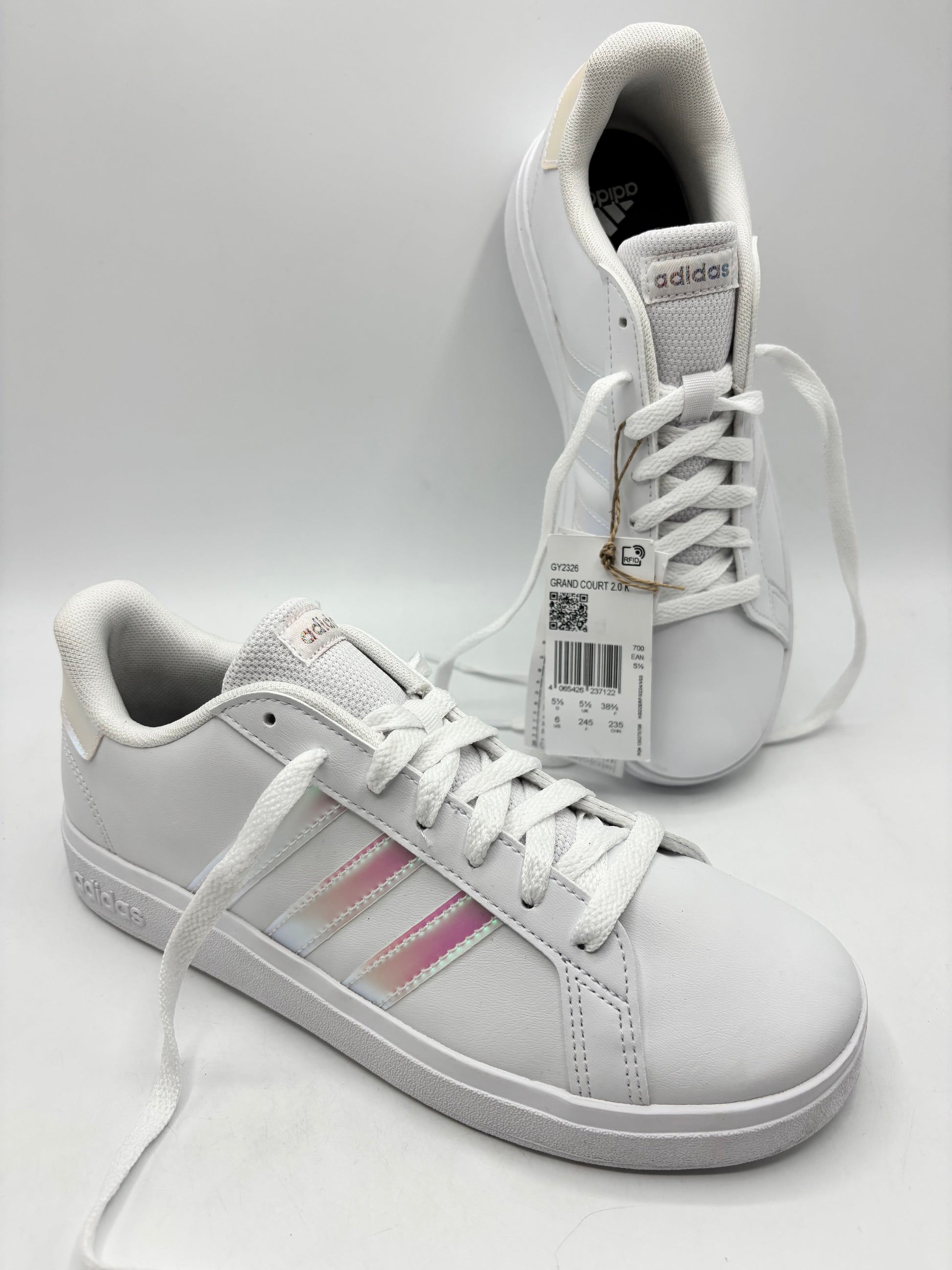 Adidas grand court 2.0 k trainers, size 5.5