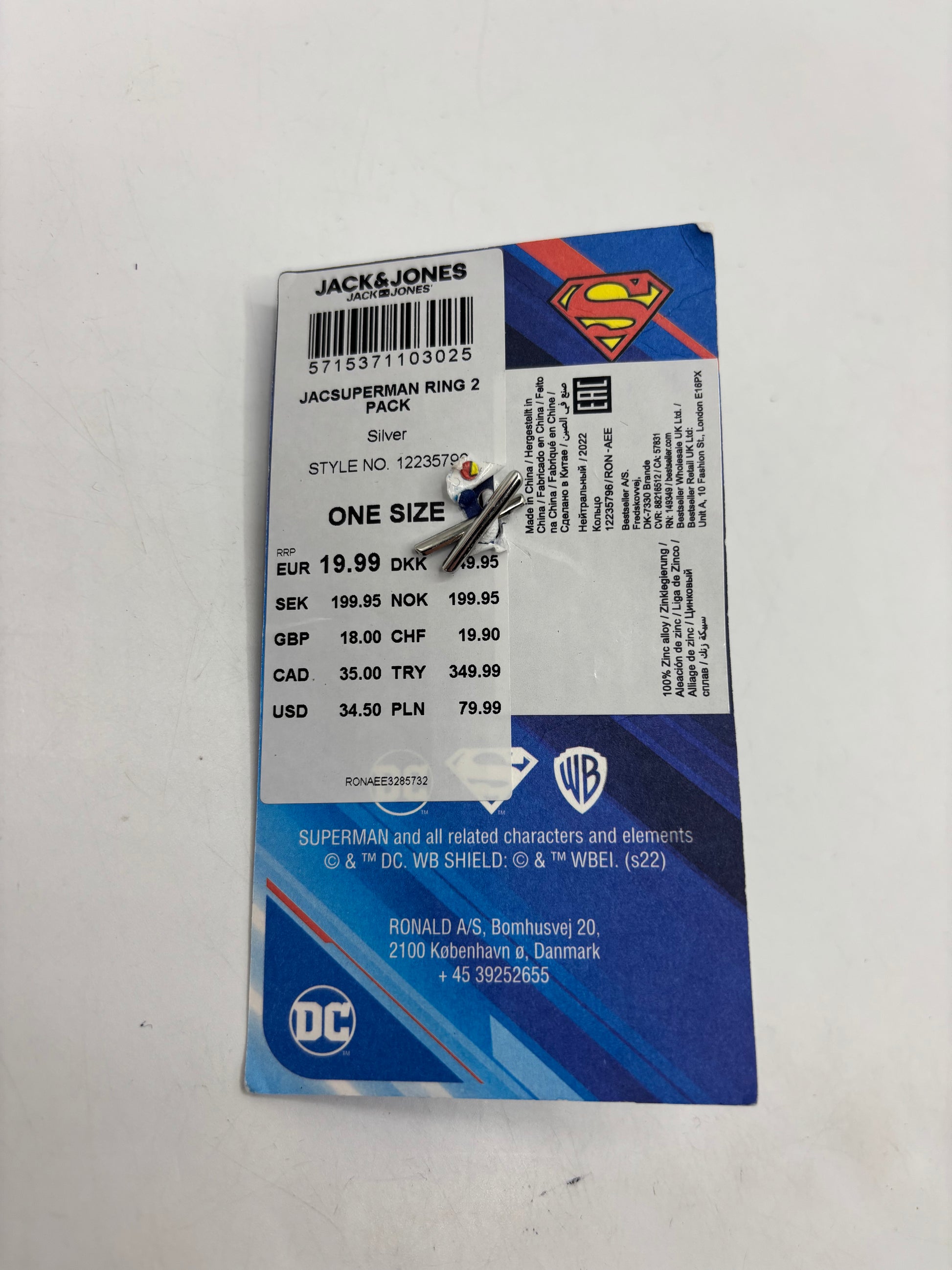 Superman rings 2pack (one size)