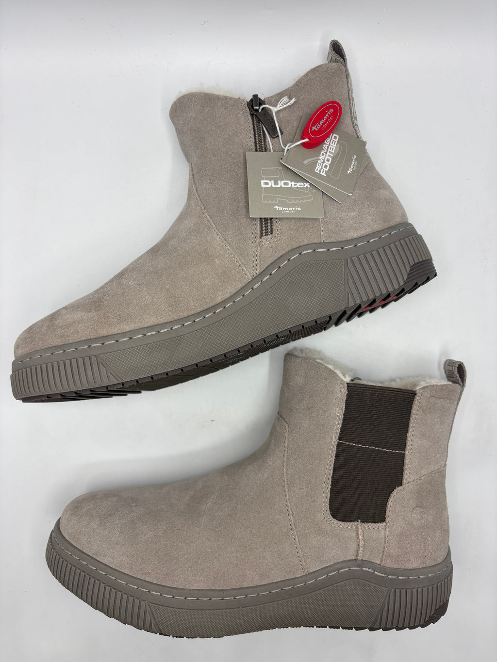 Tamaris comfort grey leather winter boots