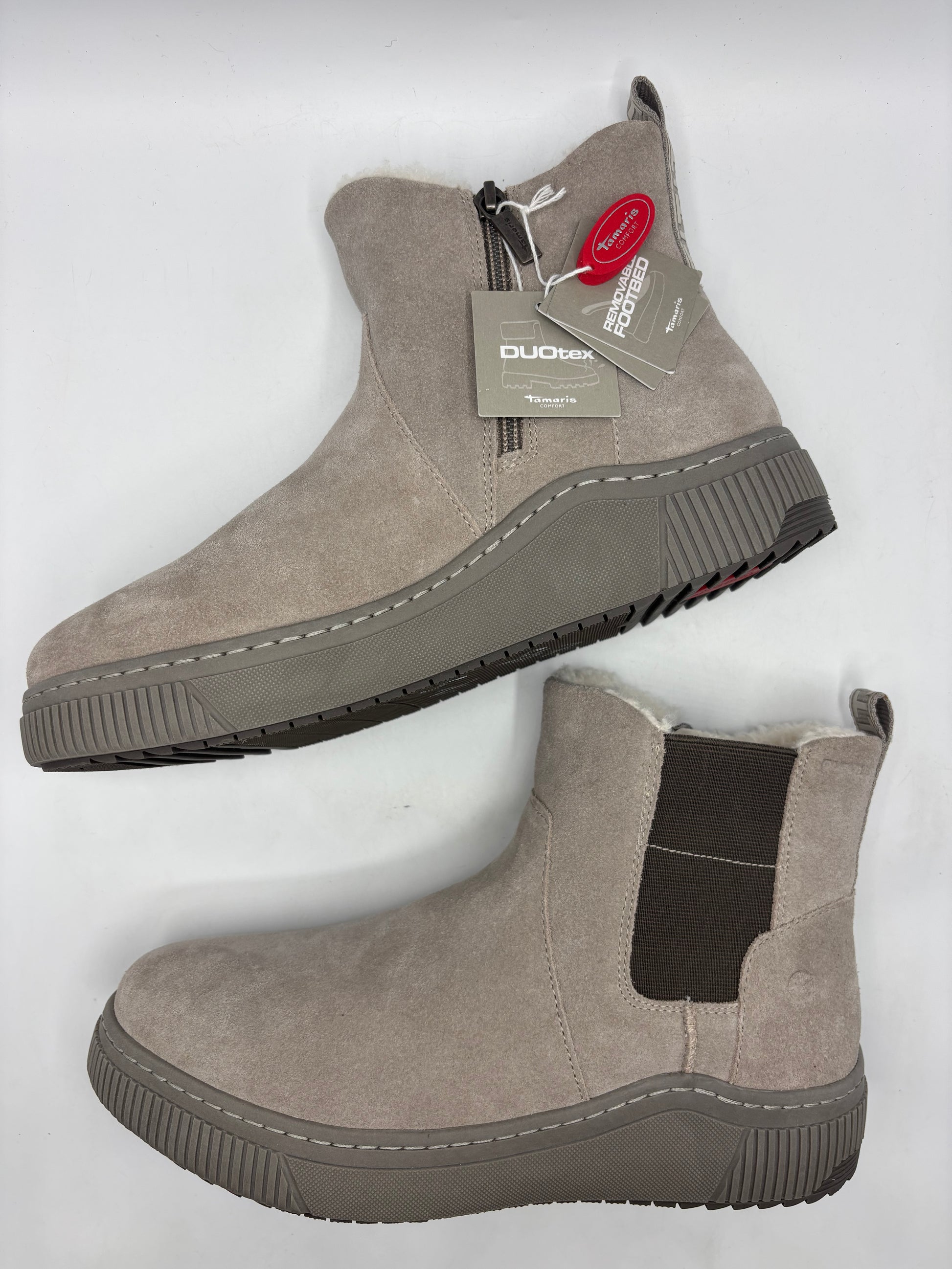Tamaris comfort grey leather winter boots