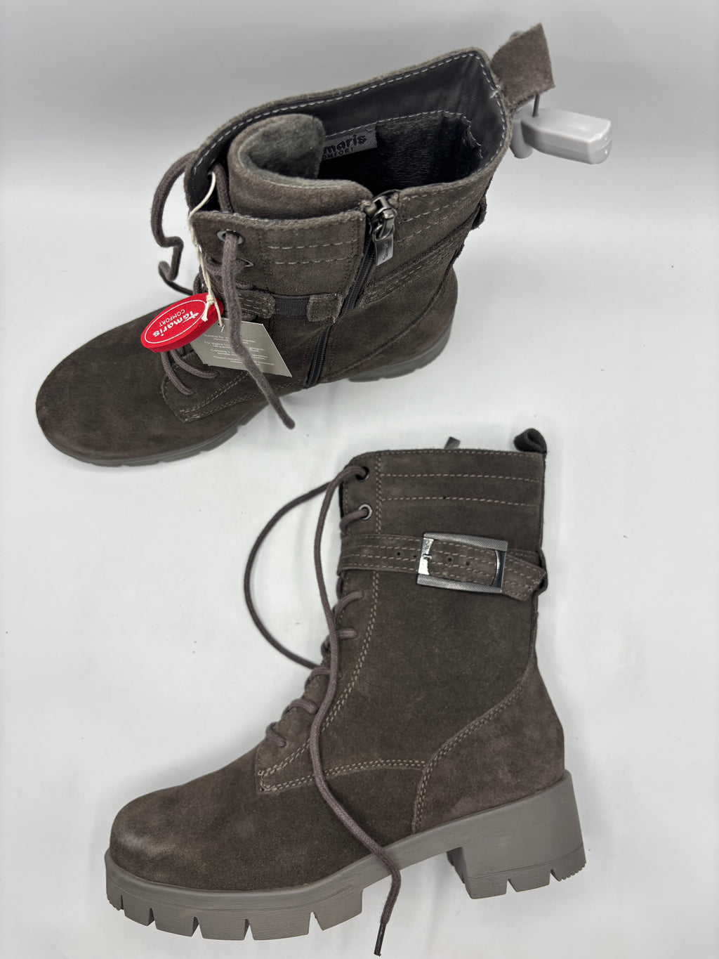 Tamaris comfort, Anthracite, leather/suede lace up ankle boots