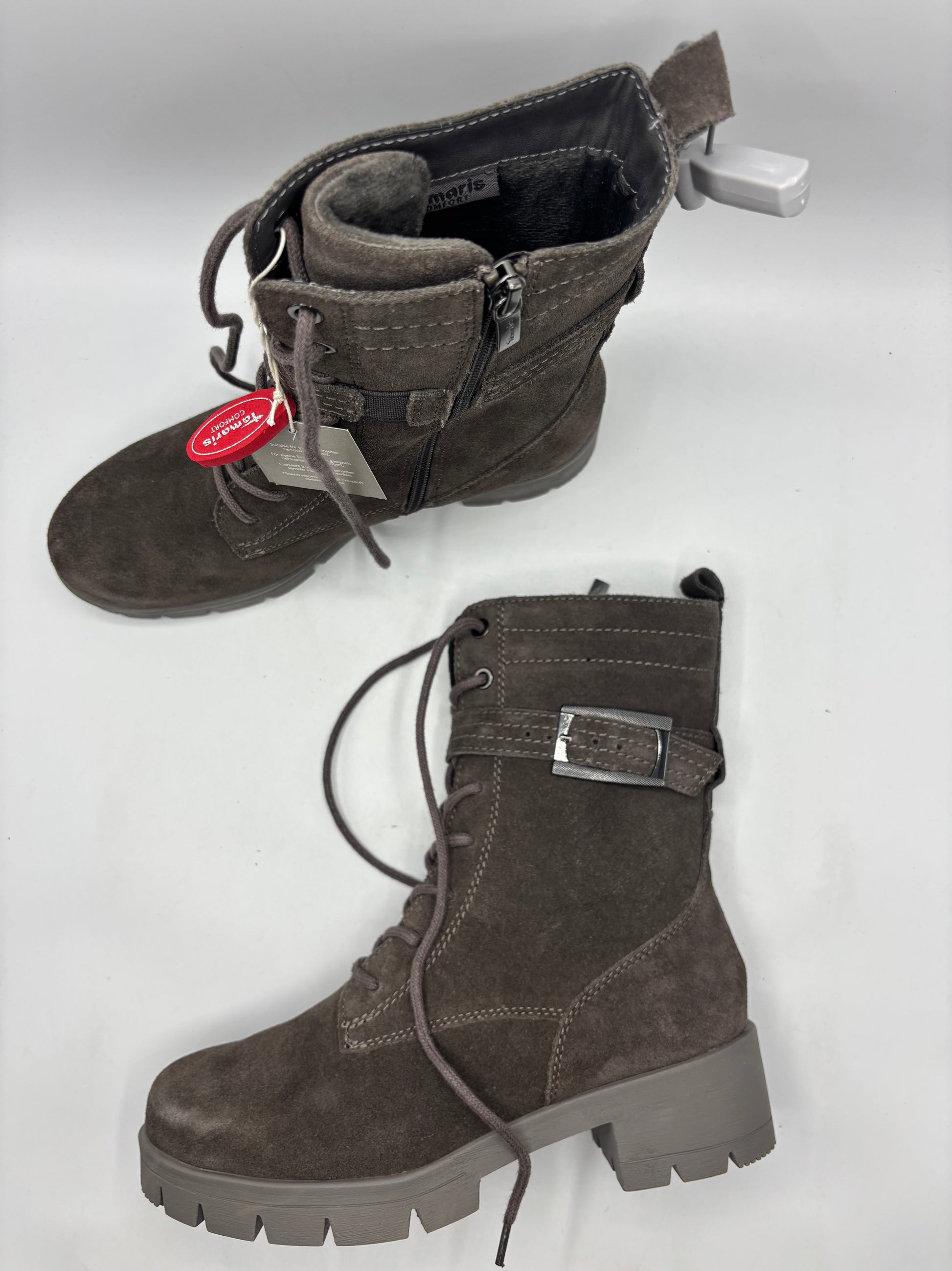 Tamaris comfort, Anthracite, leather/suede lace up ankle boots