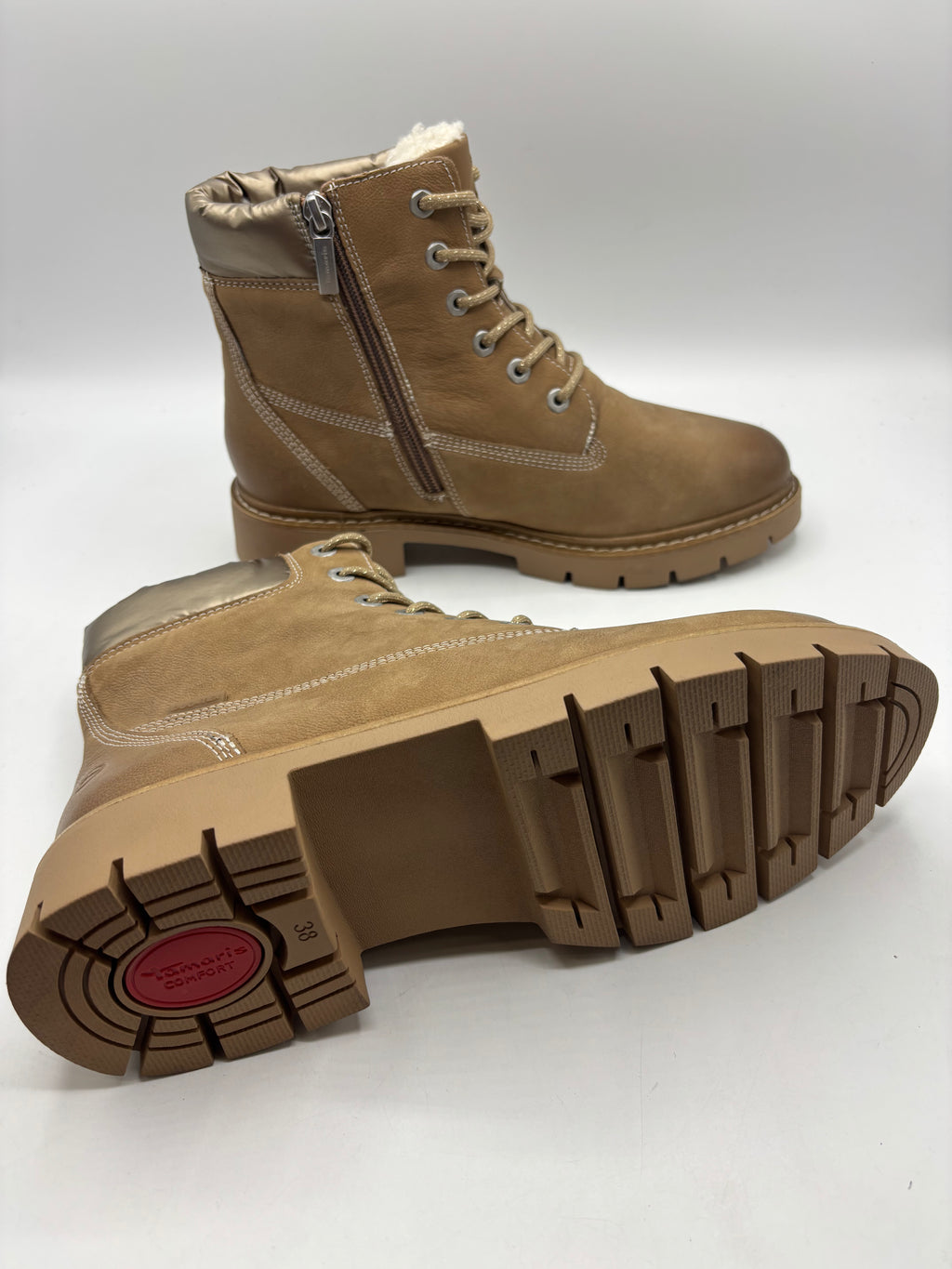 Tamaris comfort camel Nubuck leather warm lined ankle boots