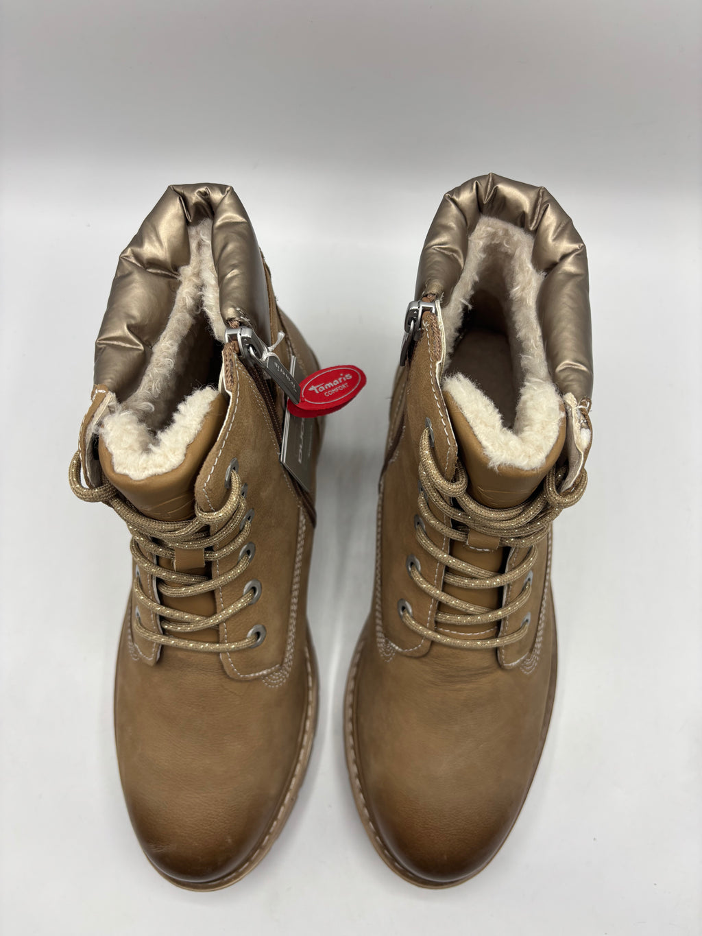 Tamaris comfort camel Nubuck leather warm lined ankle boots