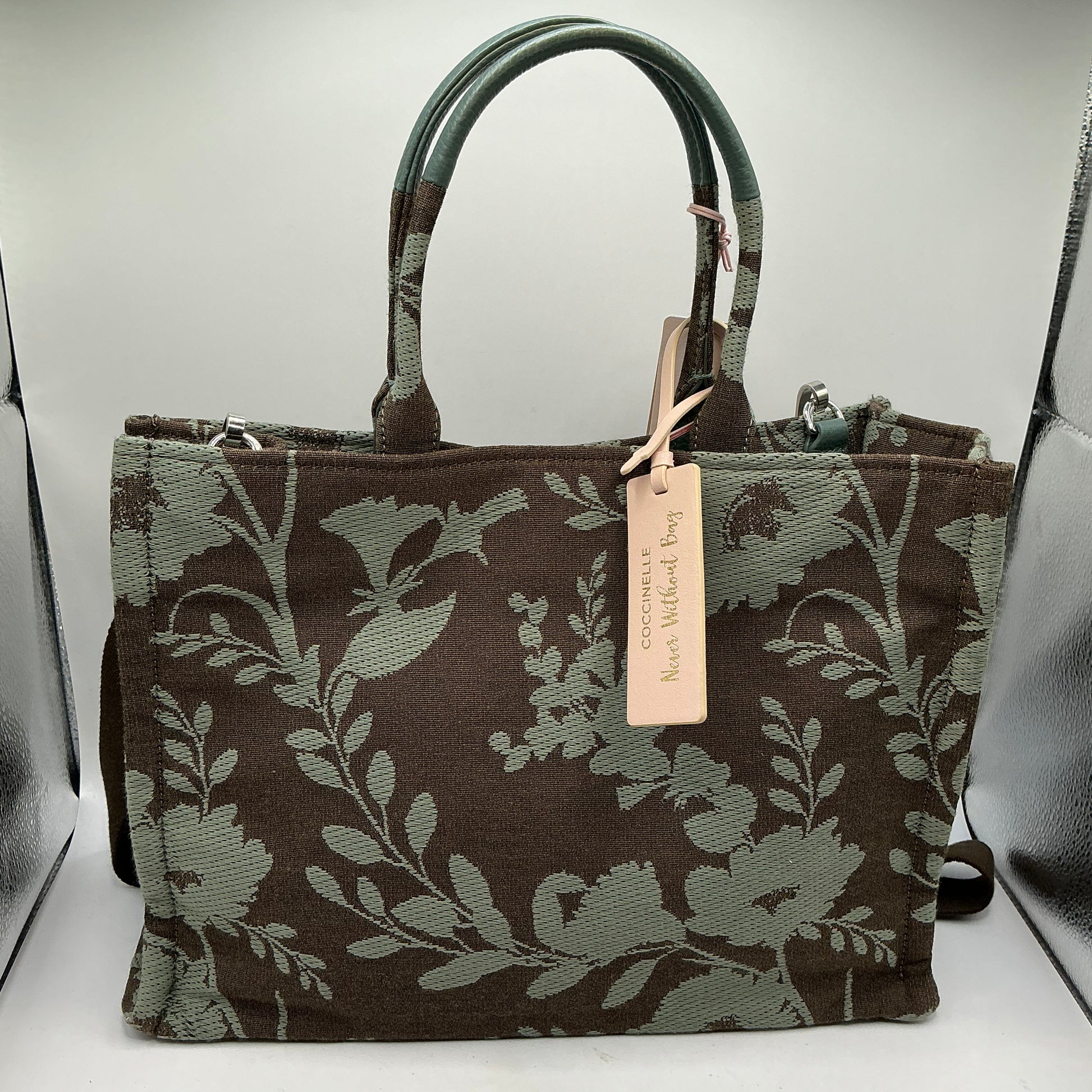 Coccinelle, Never Without Bag, Jacquard Fabric Tote Bag With Shoulder Strap