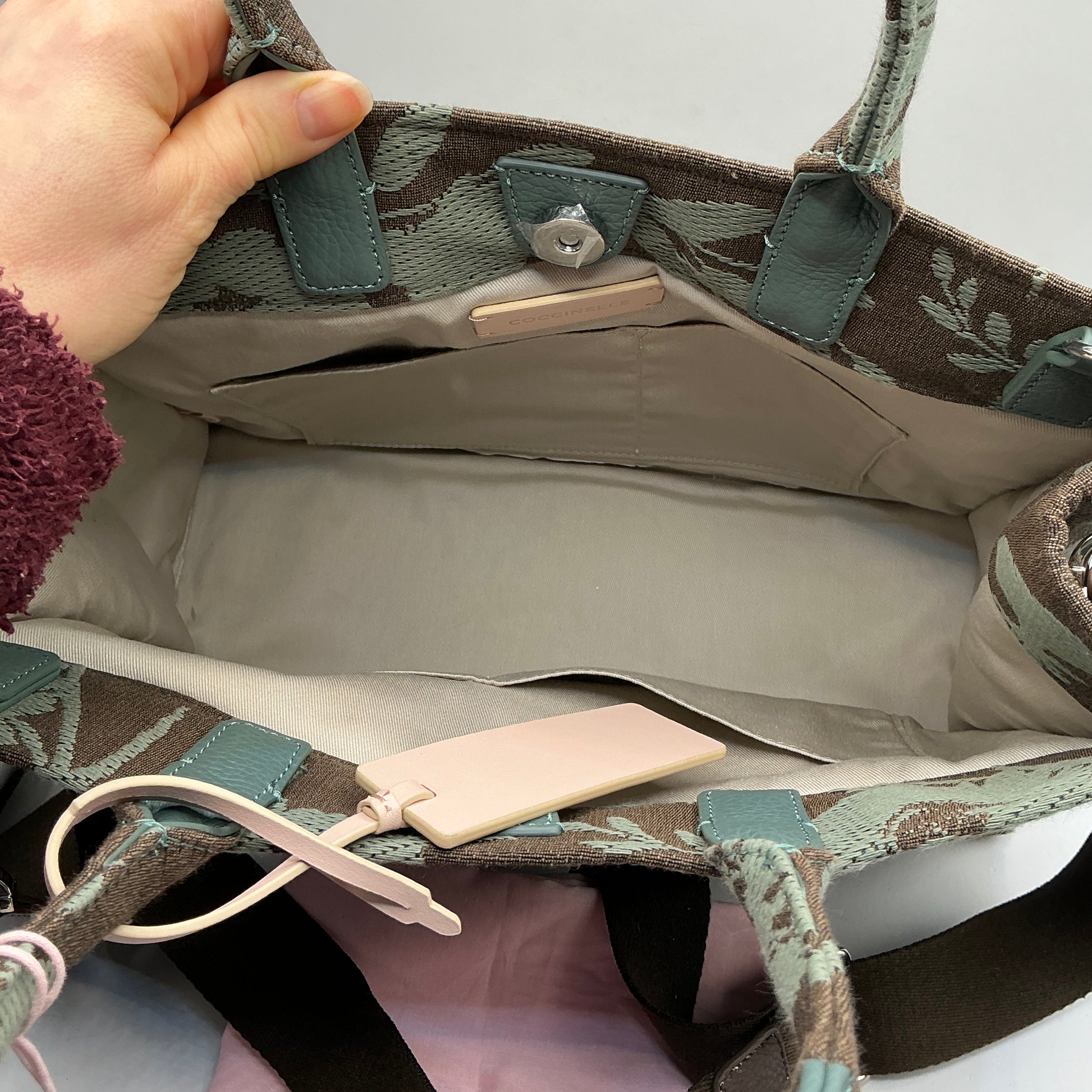 Coccinelle, Never Without Bag, Jacquard Fabric Tote Bag With Shoulder Strap