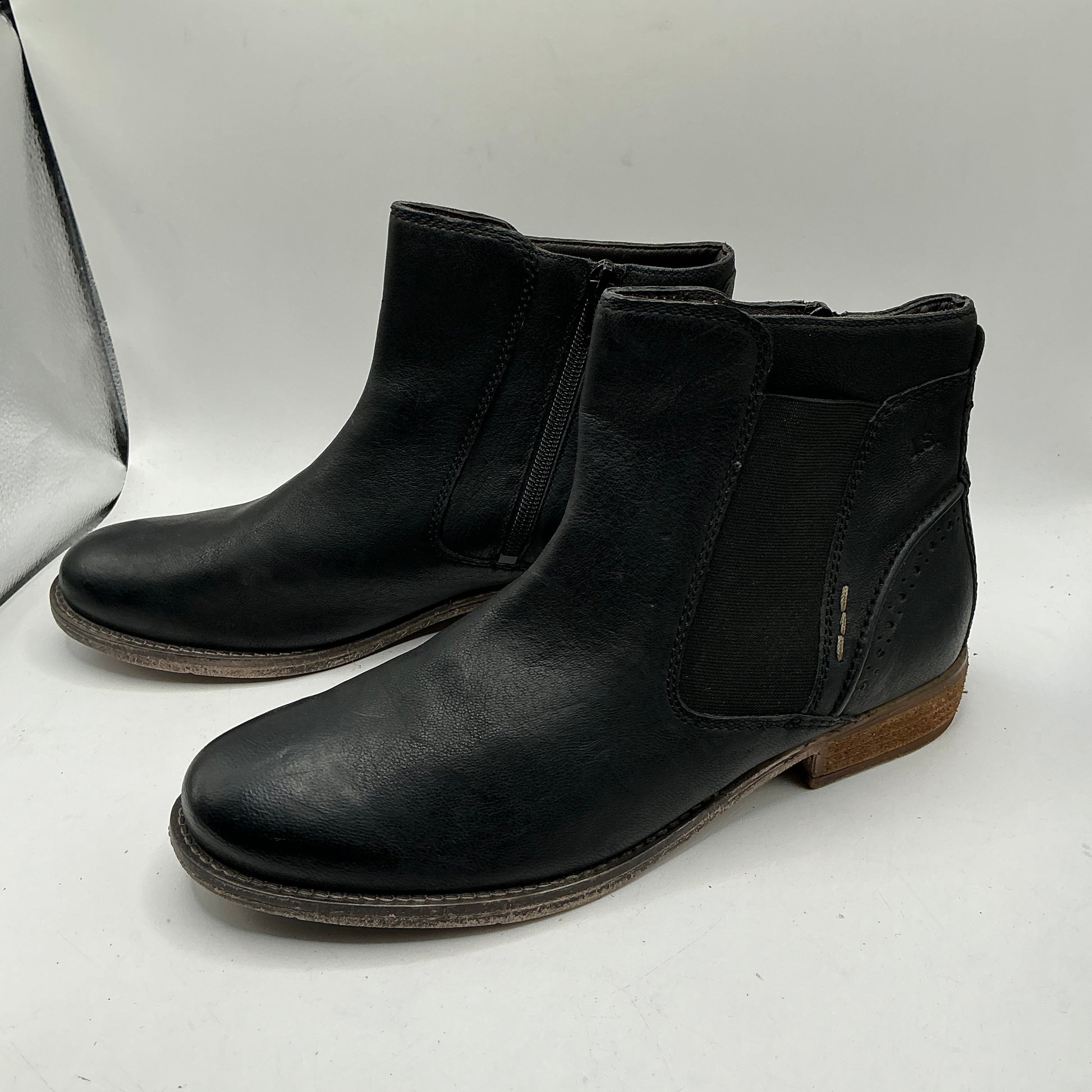 Josef Seibel Black Leather Ankle Boots