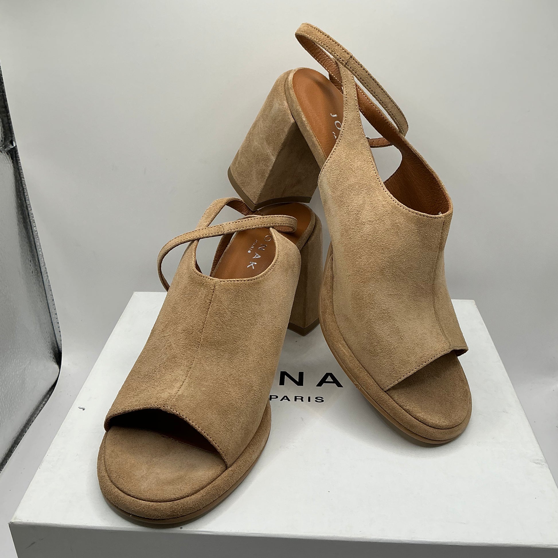 Jonak Paris Suede Heels, Peep Toe, Ankle Strap