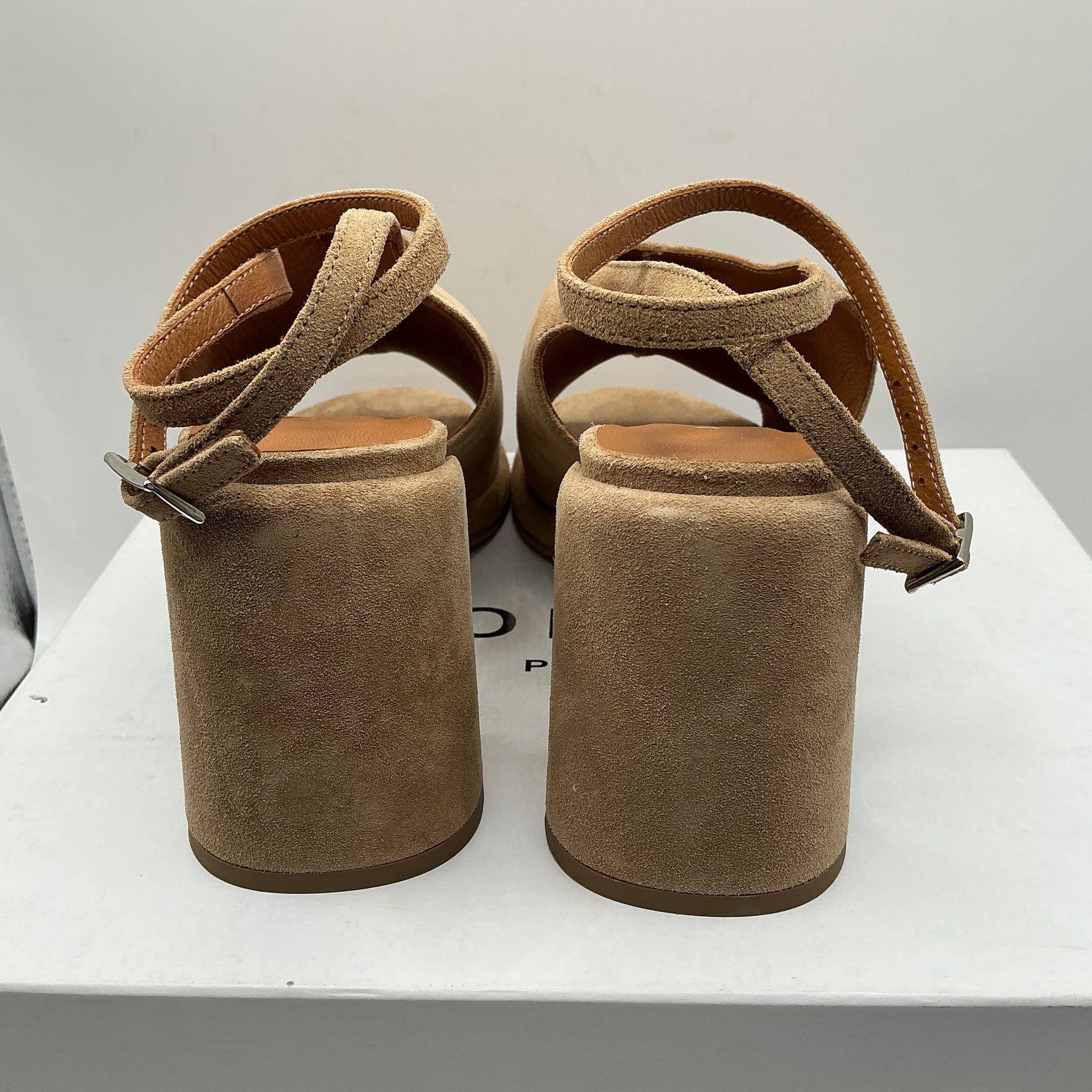 Jonak Paris Suede Heels, Peep Toe, Ankle Strap