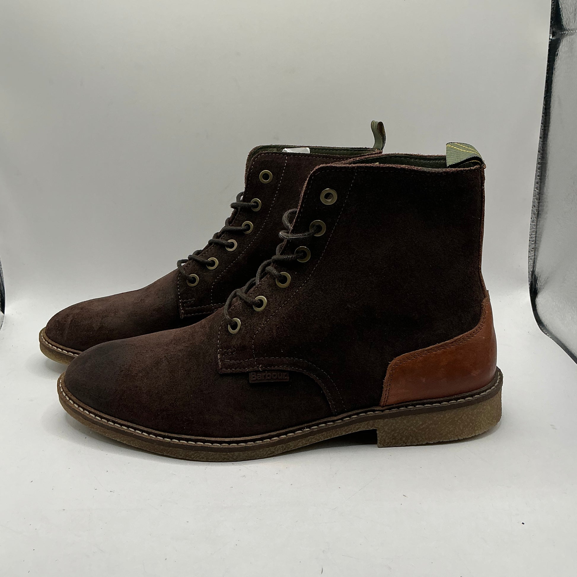 Barbour Dark Brown Leather And Suede Boots