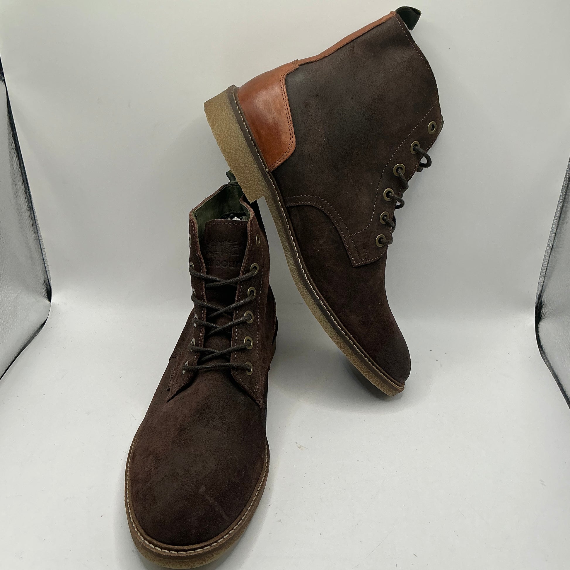 Barbour Dark Brown Leather And Suede Boots