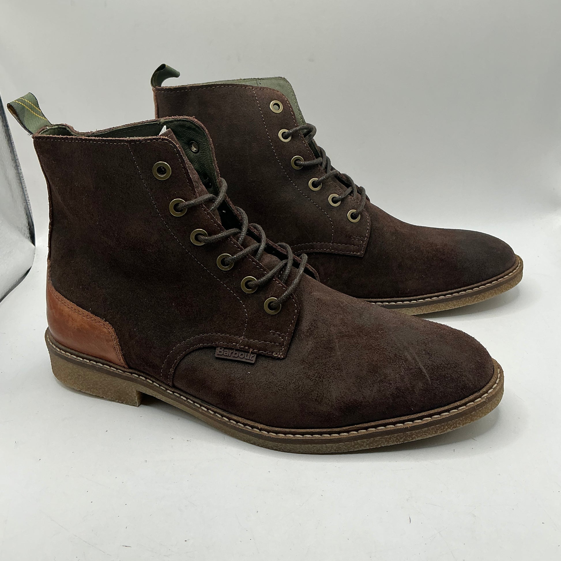 Barbour Dark Brown Leather And Suede Boots