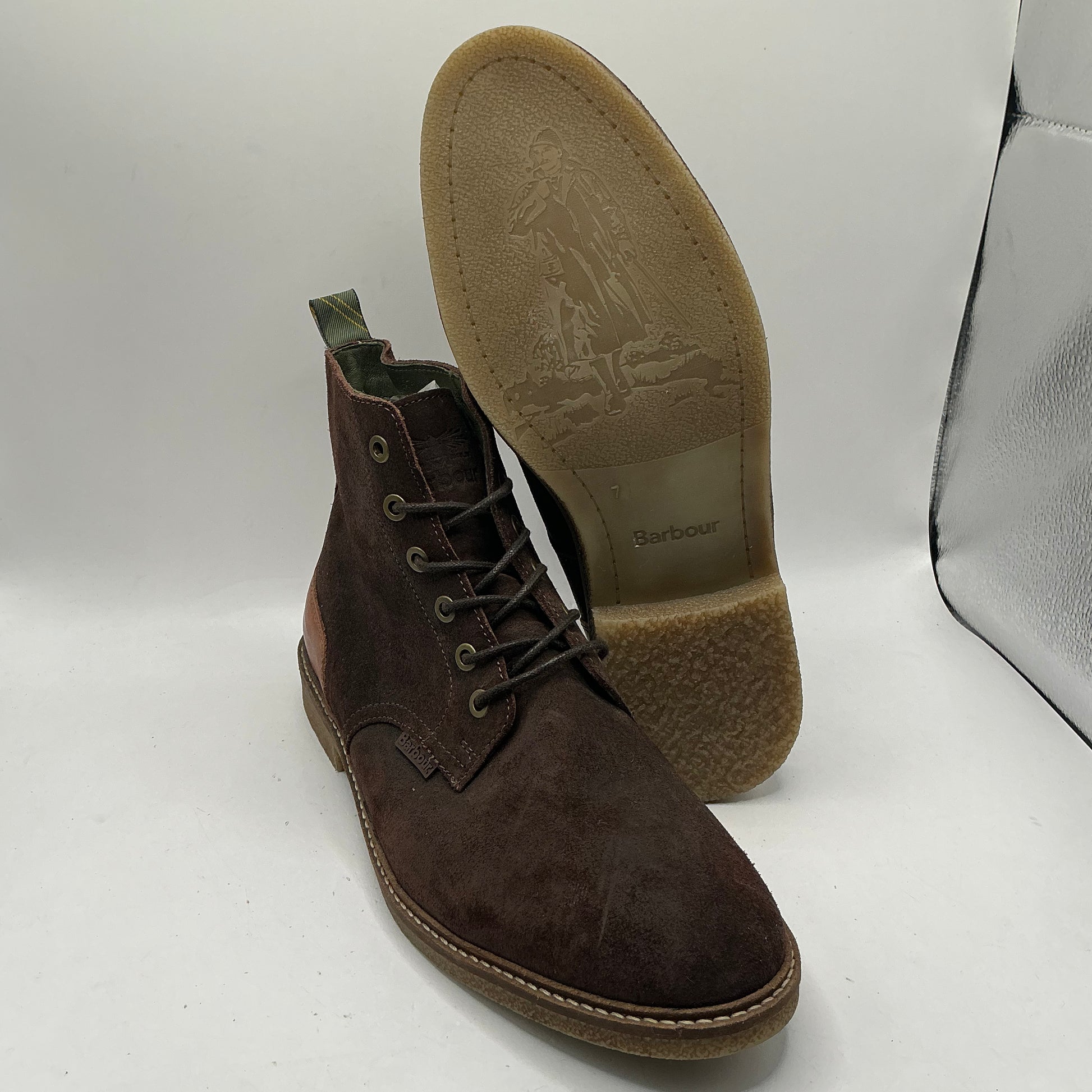 Barbour Dark Brown Leather And Suede Boots