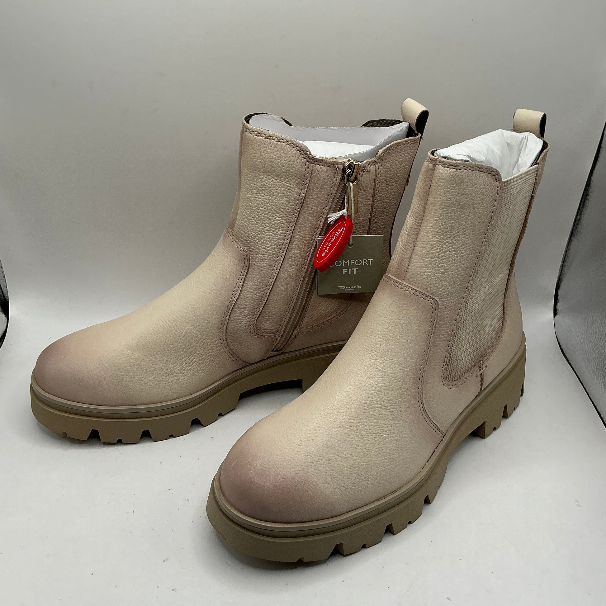 Tamaris comfort ivory chunky boot