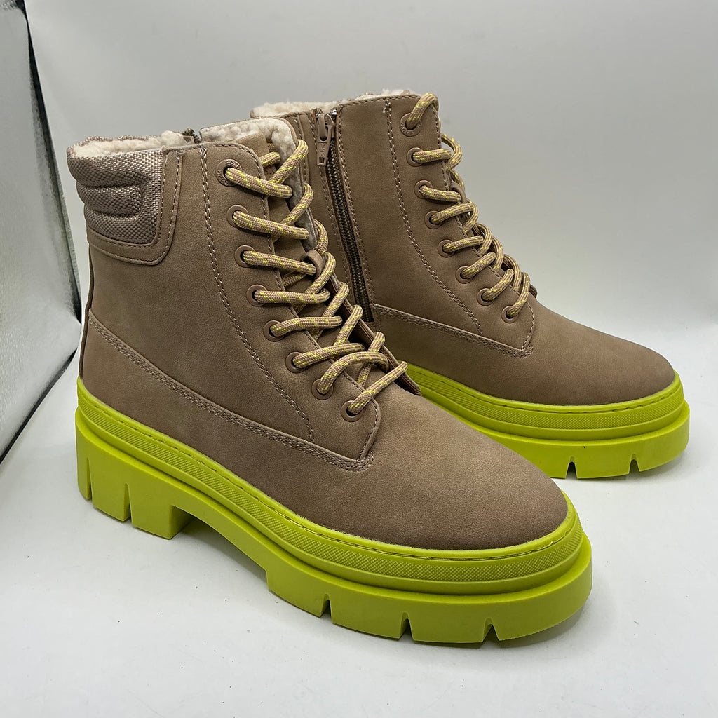S.Oliver beige and green chunky ankle boots