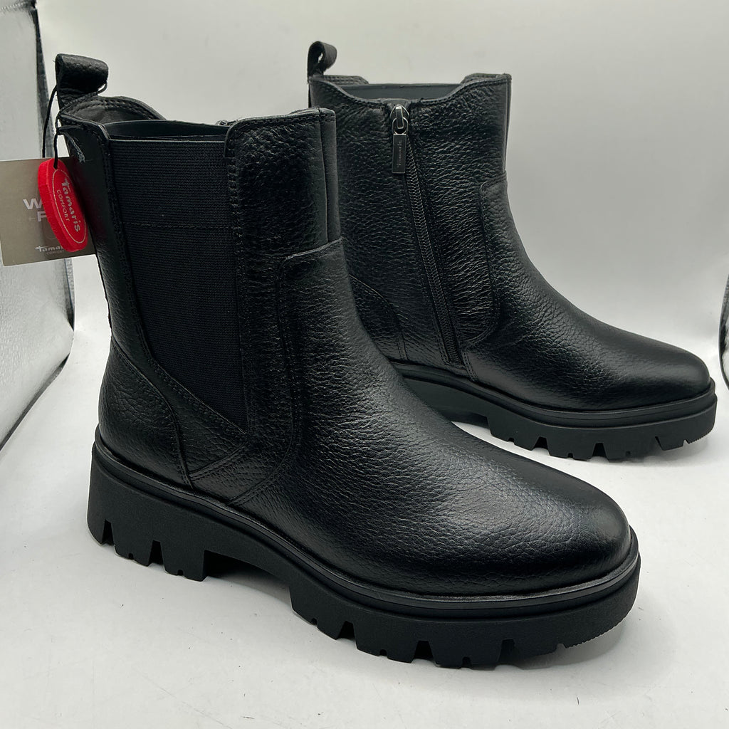 Tamaris comfort black leather ankle boots